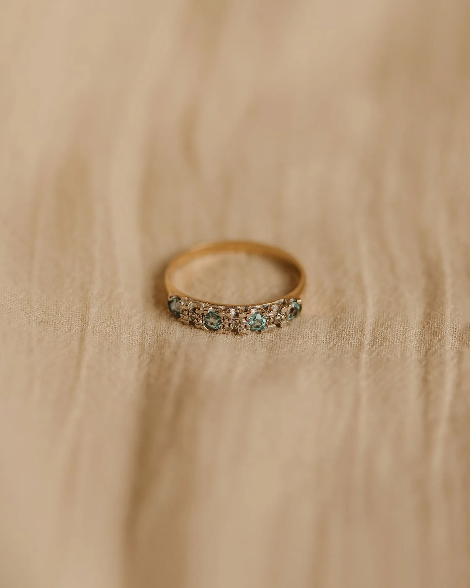 Georgia 1975 9ct Gold Blue Topaz & Diamond Ring sold by Rock n Rose