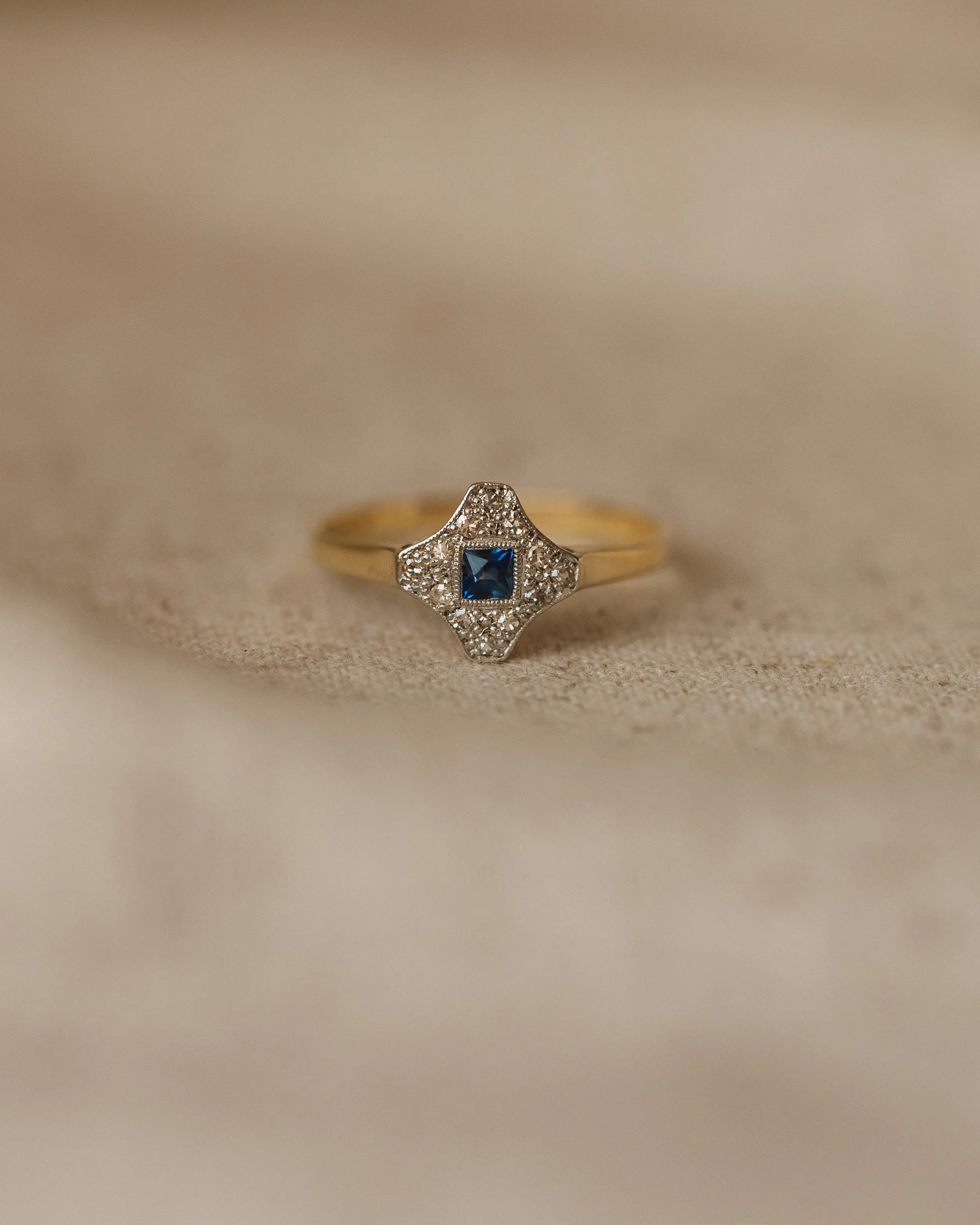 Gussie Antique Art Deco 18ct Gold Sapphire & Diamond Ring sold by Rock n Rose product image thumbnail 2