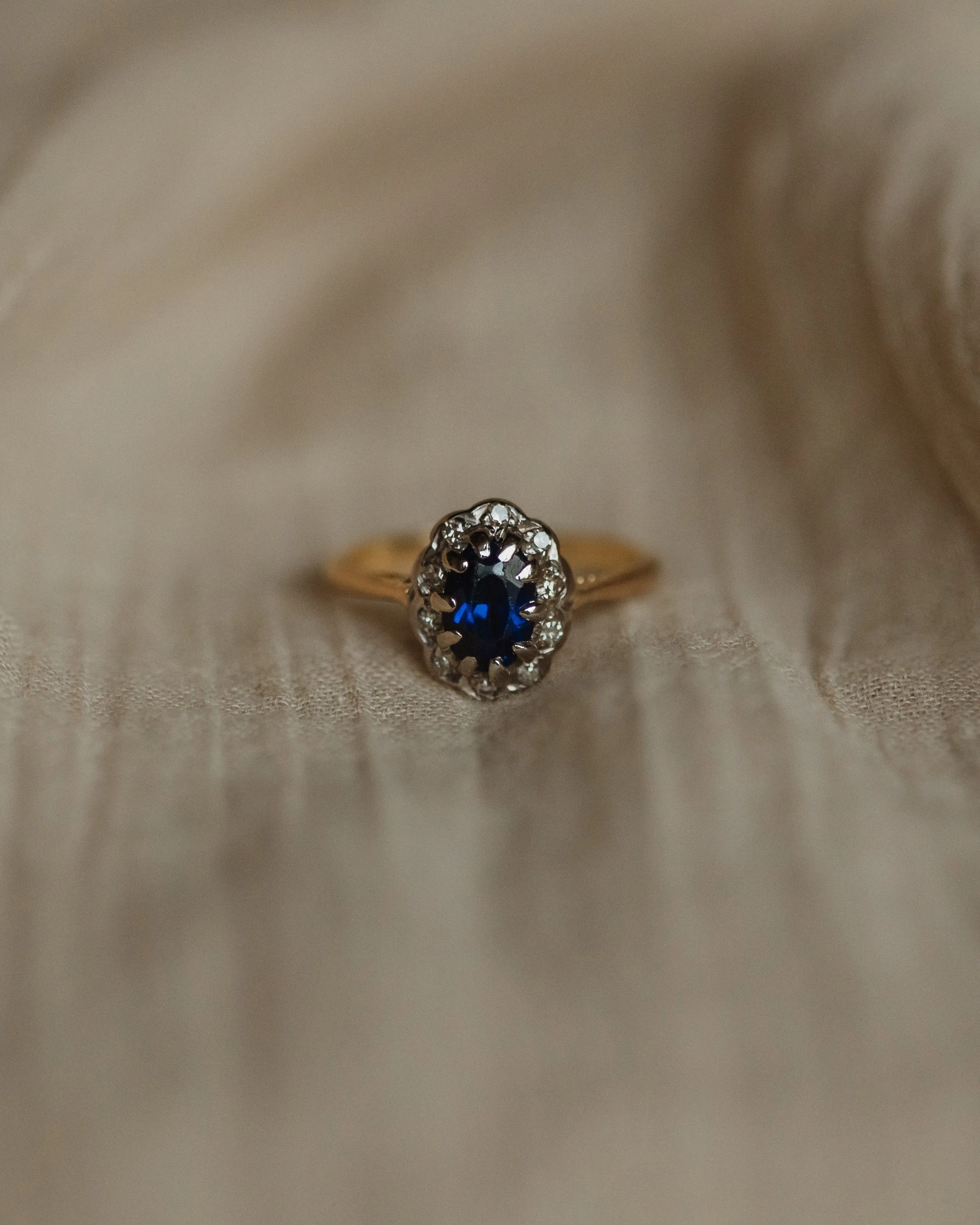 Mallory Vintage 18ct Gold Sapphire & Diamond Cluster Ring sold by Rock n Rose product image thumbnail 3