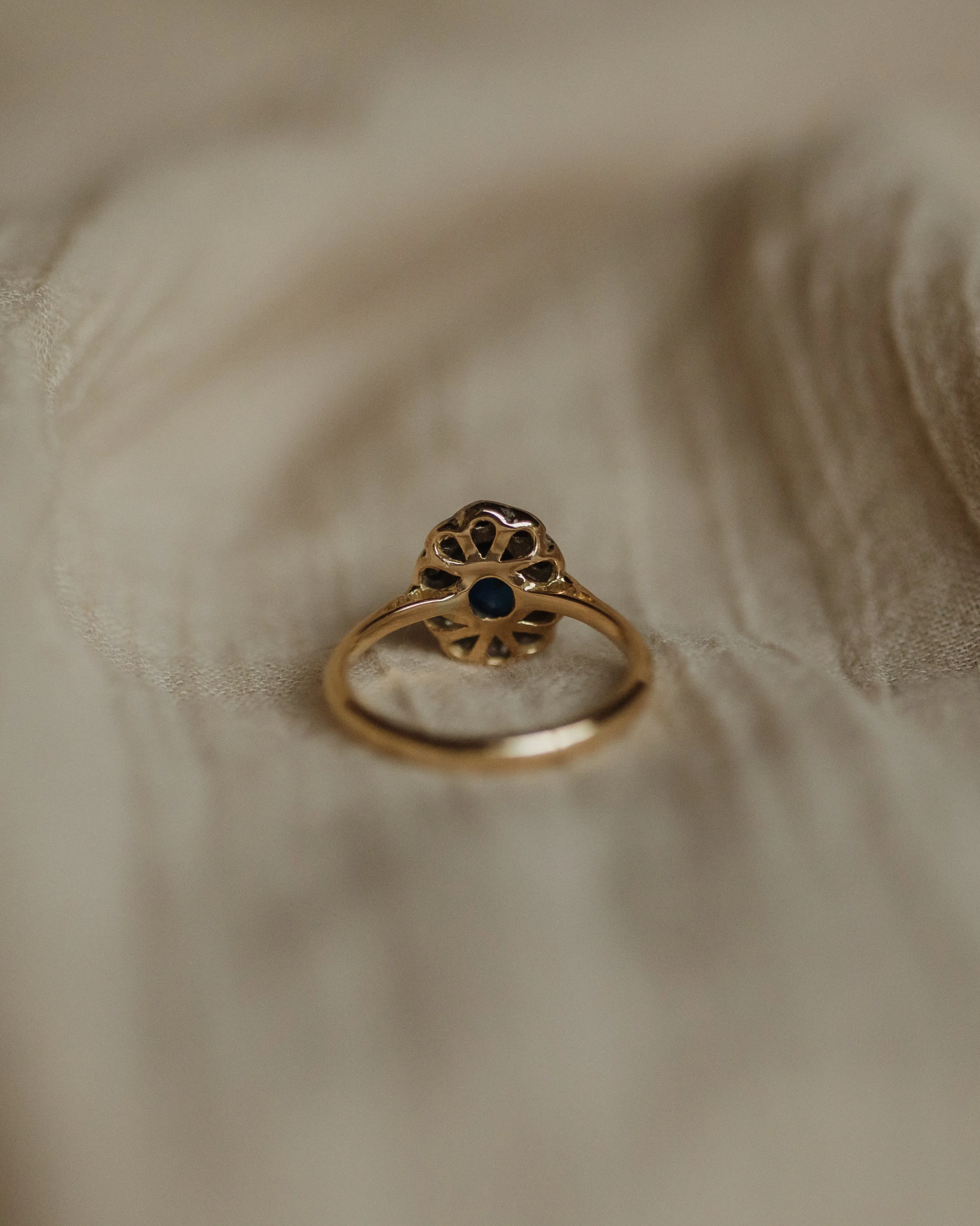Mallory Vintage 18ct Gold Sapphire & Diamond Cluster Ring sold by Rock n Rose product image thumbnail 5