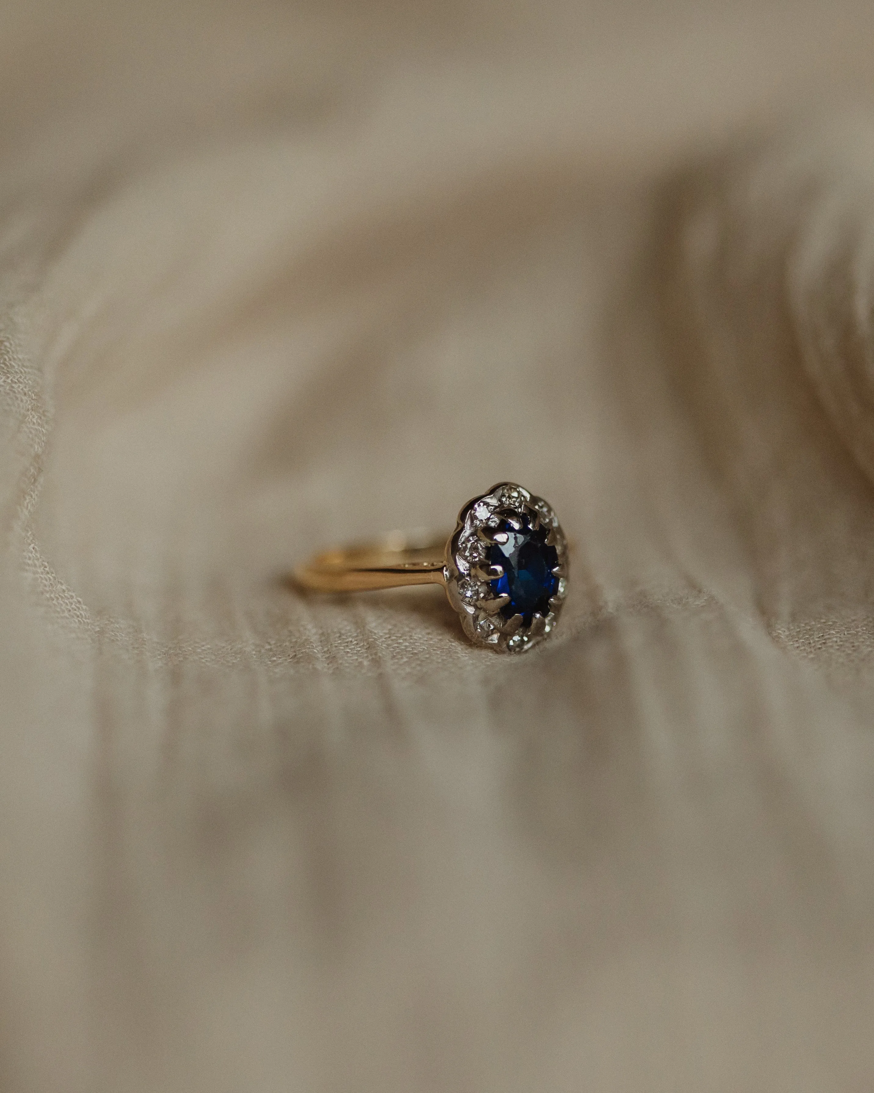Mallory Vintage 18ct Gold Sapphire & Diamond Cluster Ring sold by Rock n Rose product image thumbnail 4