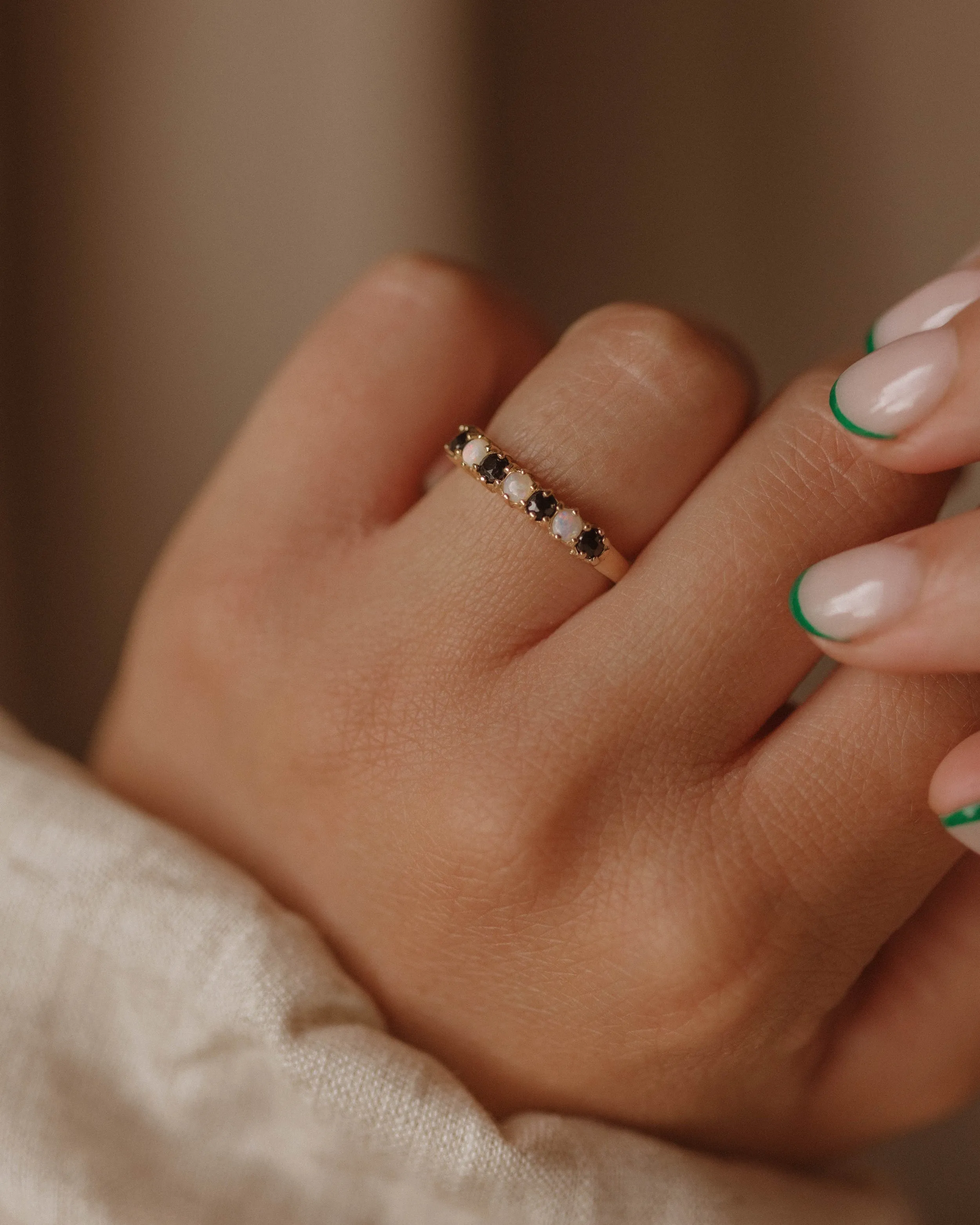 Diana Vintage 9ct Gold Sapphire & Opal Ring sold by Rock n Rose product image thumbnail 2