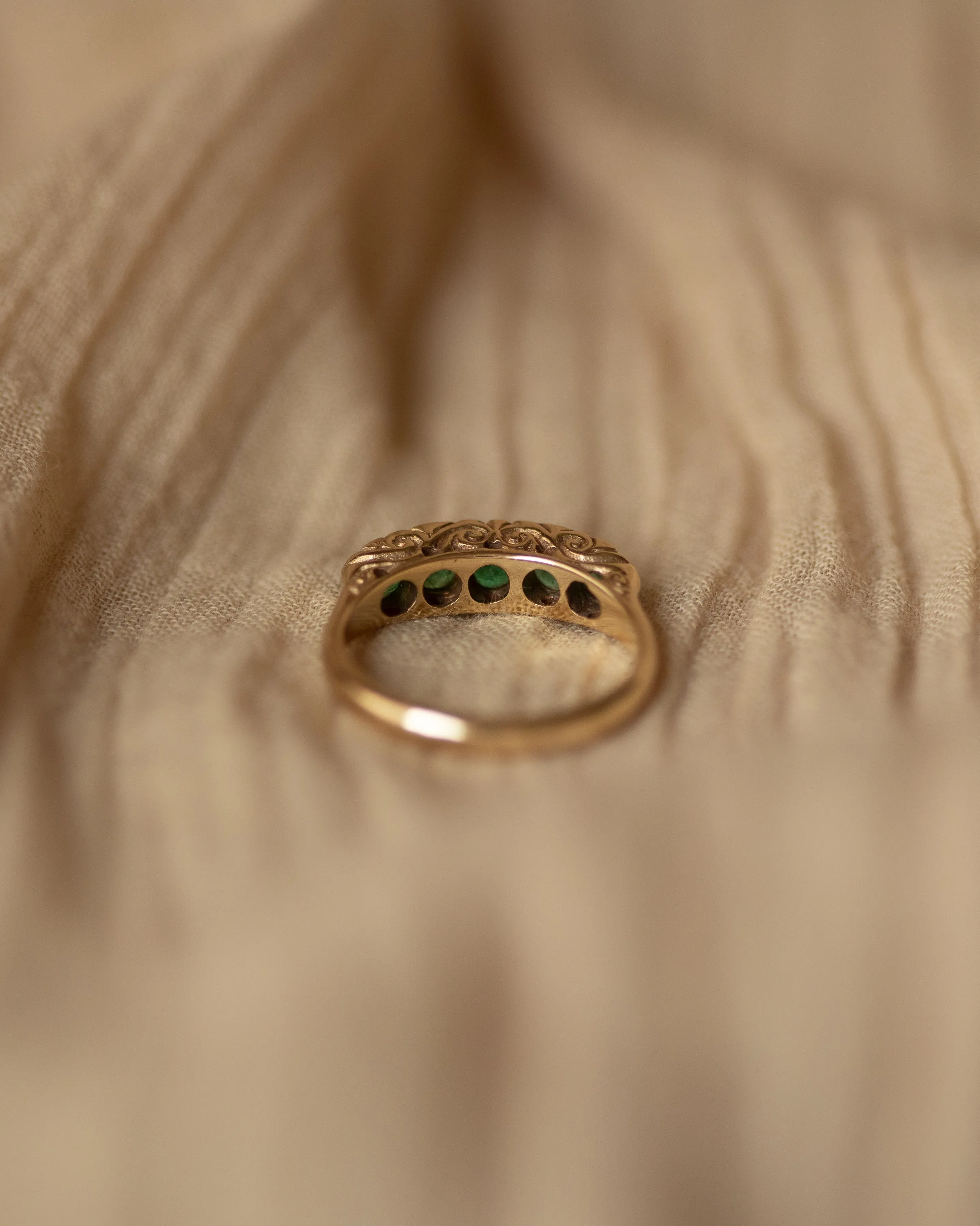 Edie 1986 9ct Gold Five Stone Emerald Ring sold by Rock n Rose product image thumbnail 5