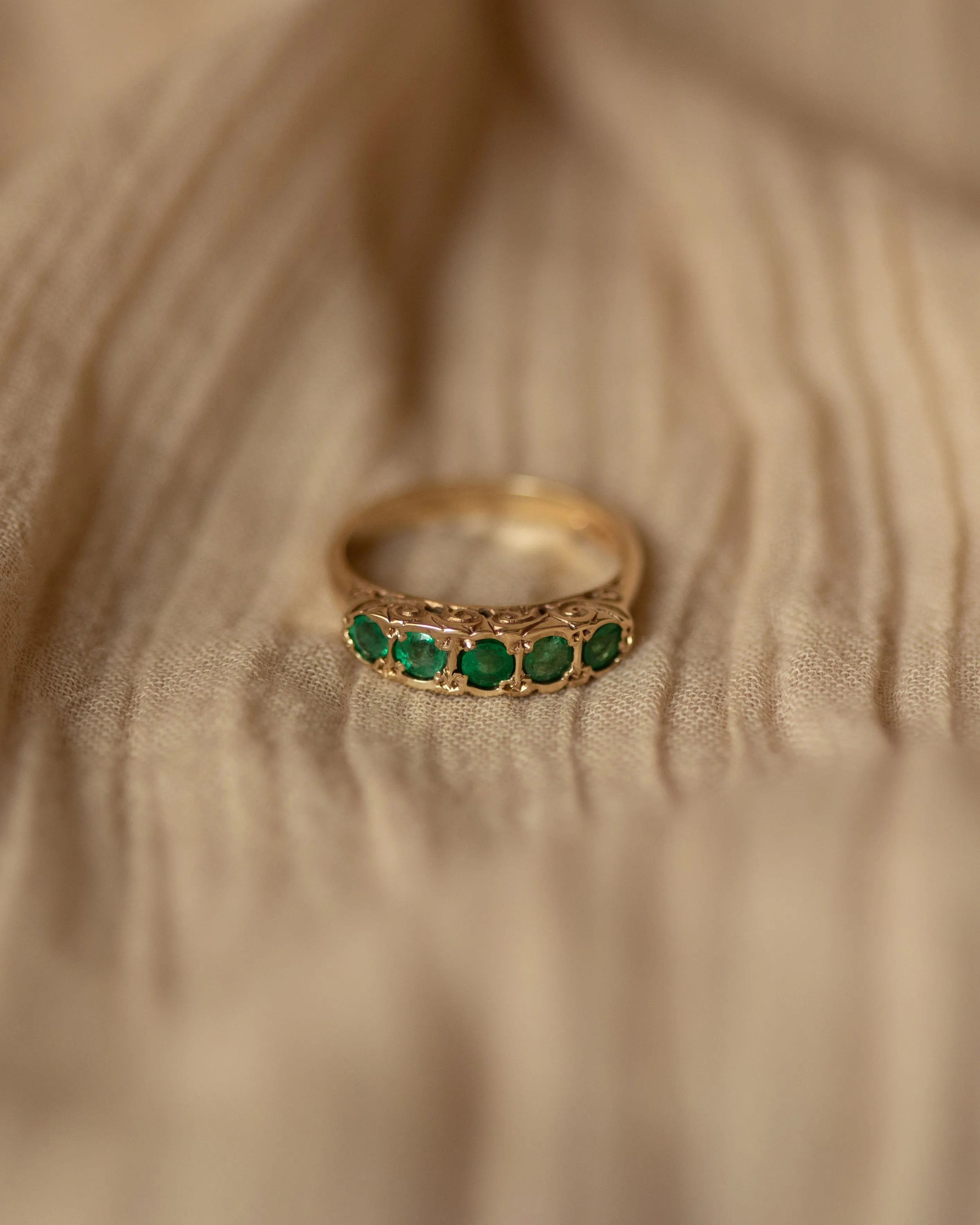 Edie 1986 9ct Gold Five Stone Emerald Ring sold by Rock n Rose product image thumbnail 3