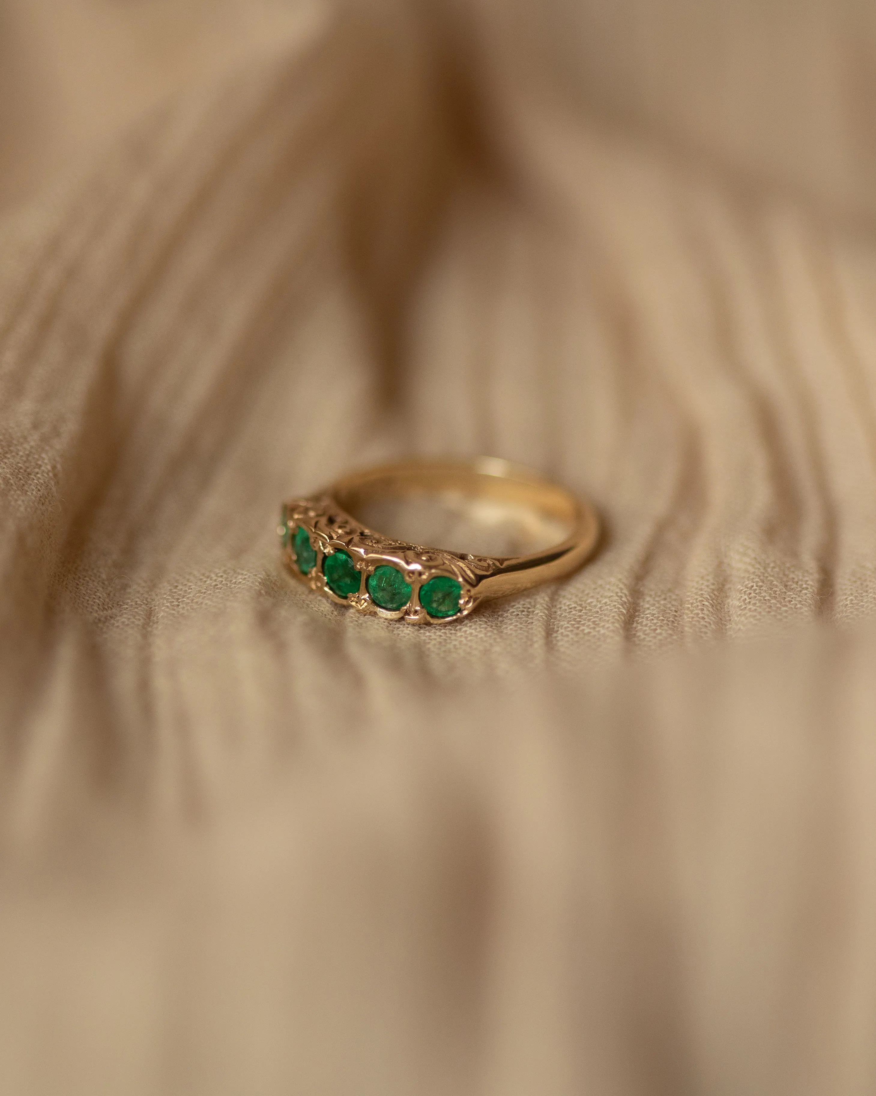 Edie 1986 9ct Gold Five Stone Emerald Ring sold by Rock n Rose product image thumbnail 4
