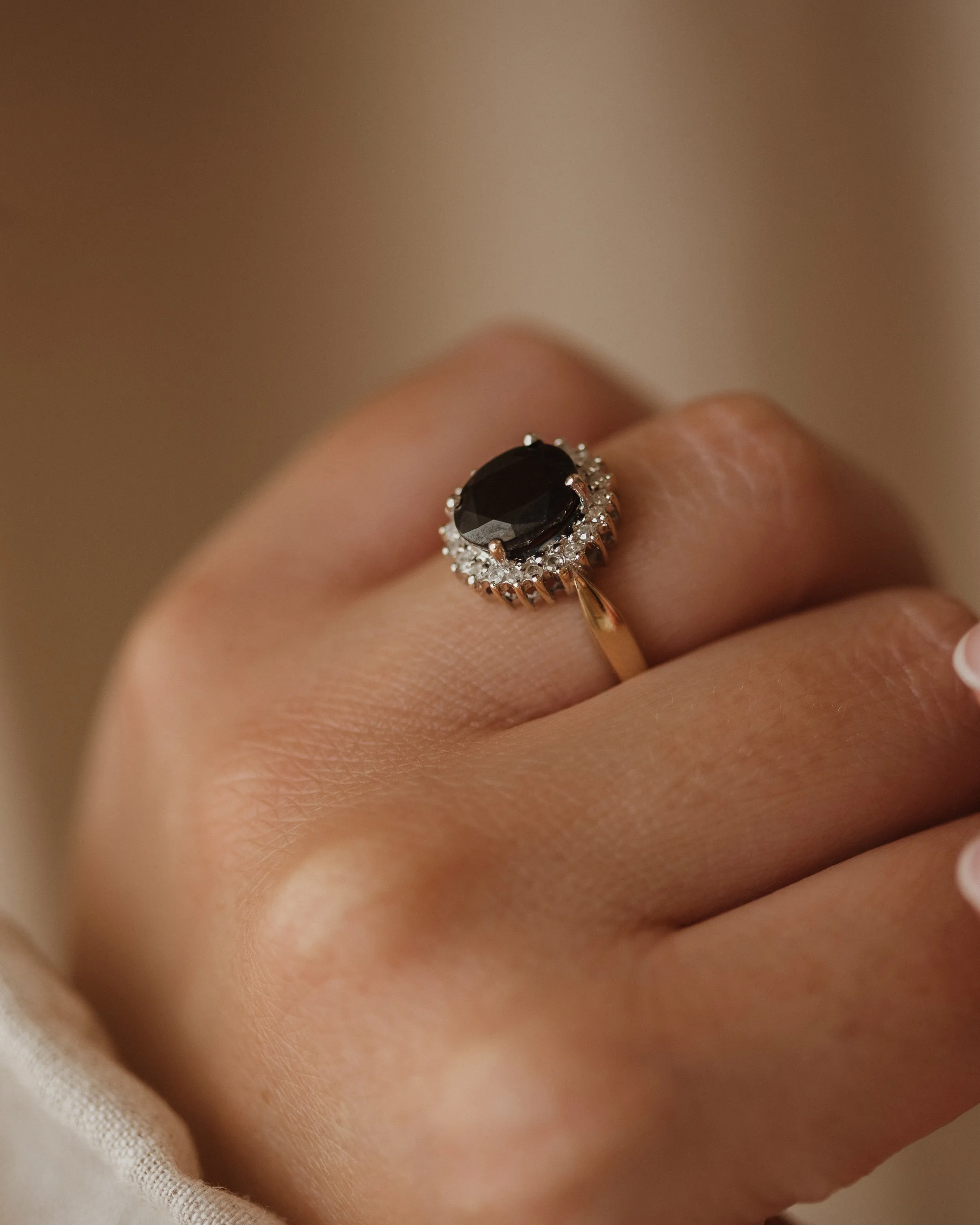 Rosina Vintage 9ct Gold Sapphire & Diamond Cluster Ring sold by Rock n Rose product image thumbnail 2