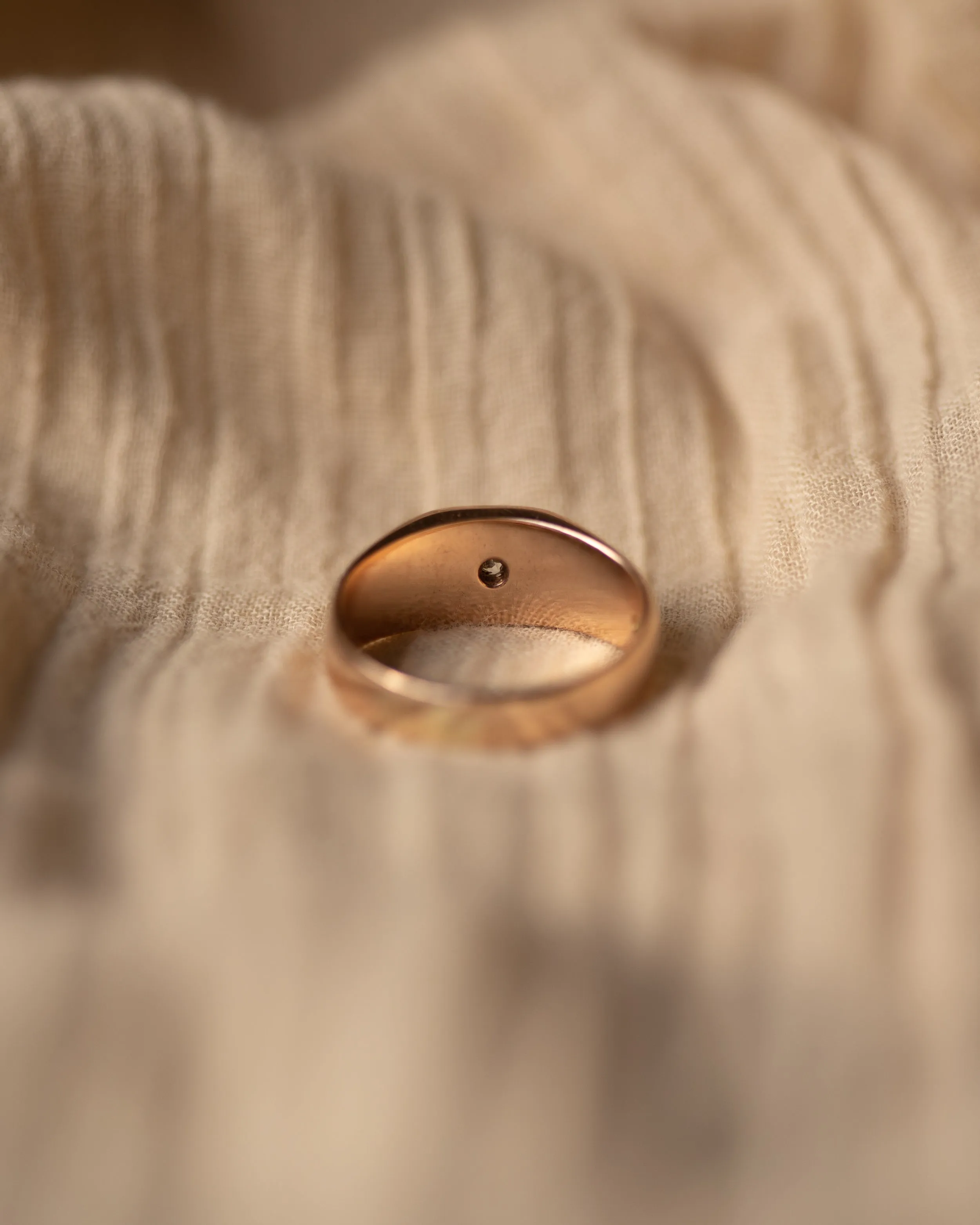 Estelle 1870 Antique 9ct Gold Star Set Diamond Signet Ring sold by Rock n Rose product image thumbnail 5