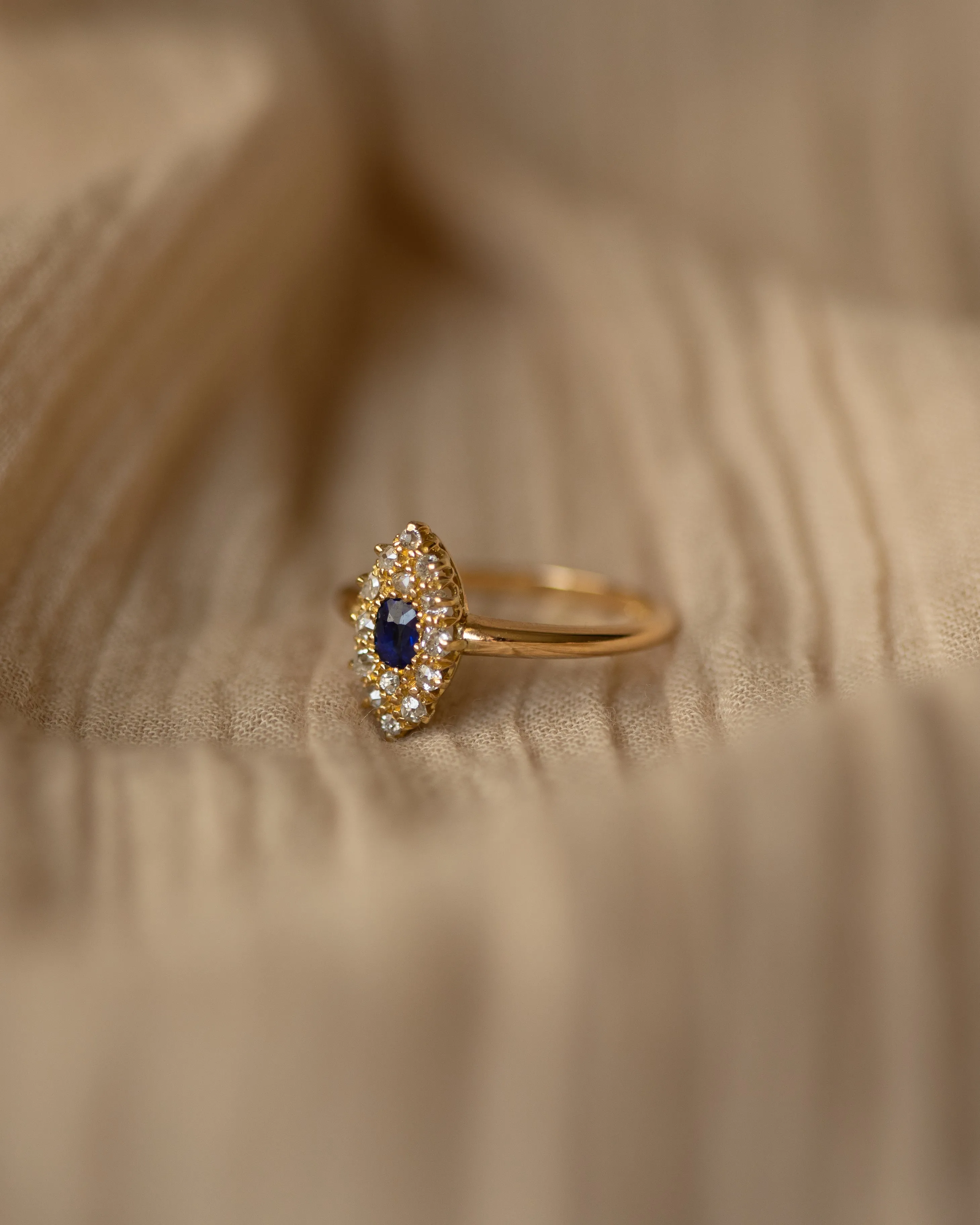 Martha 1918 18ct Gold Sapphire & Diamond Navette Ring sold by Rock n Rose product image thumbnail 4