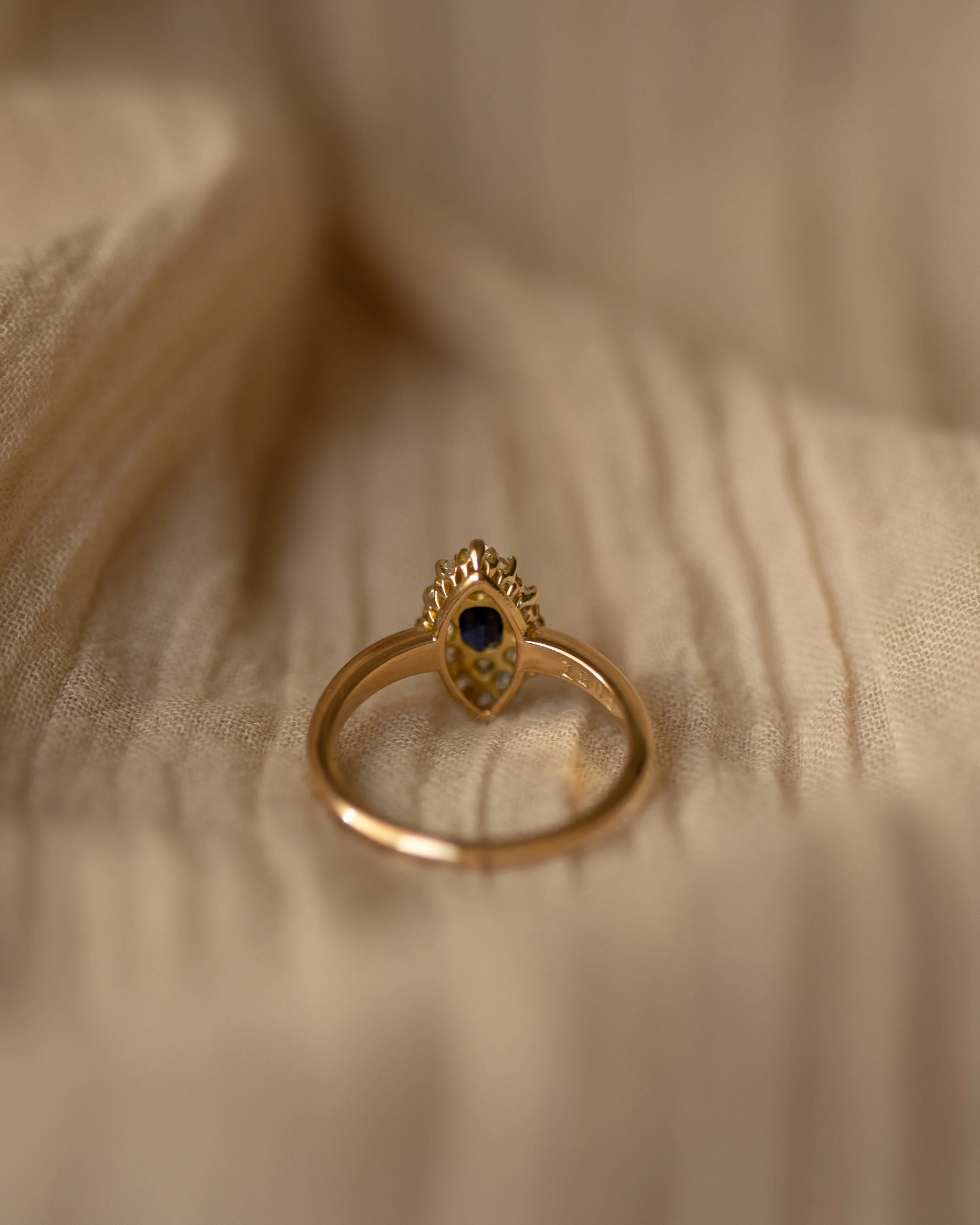 Martha 1918 18ct Gold Sapphire & Diamond Navette Ring sold by Rock n Rose product image thumbnail 5