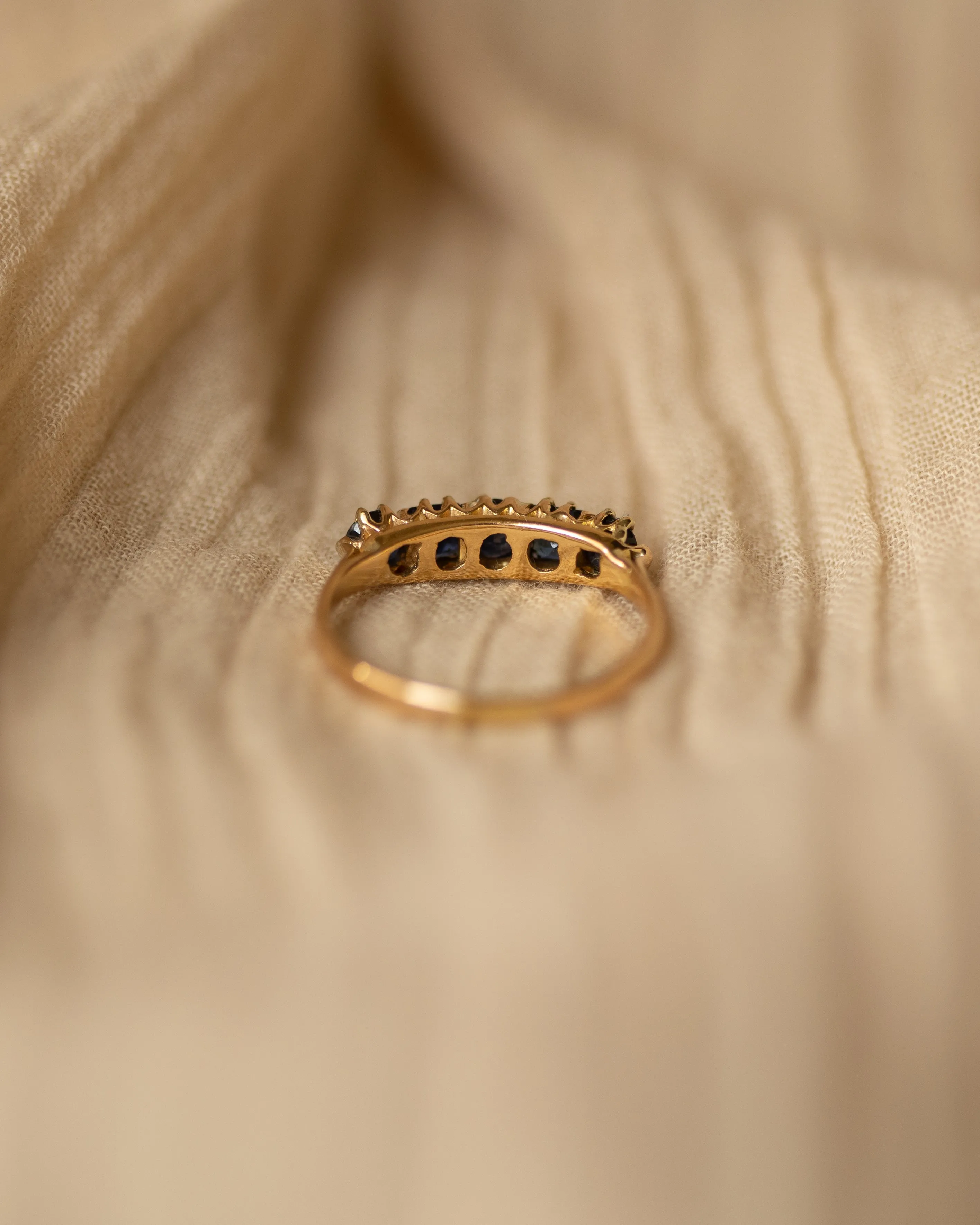 Trudy Vintage 18ct Gold Sapphire Five Stone Ring sold by Rock n Rose product image thumbnail 5