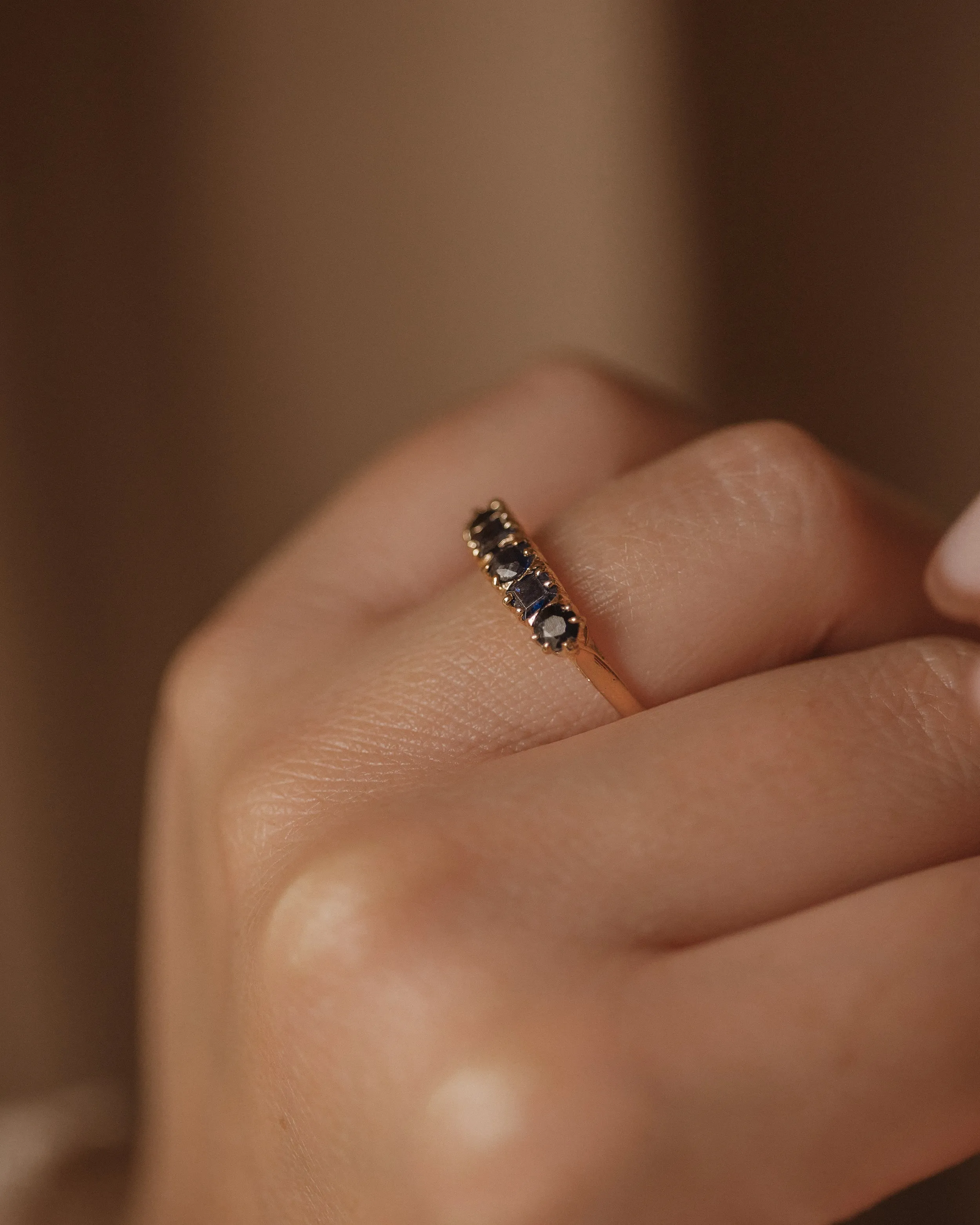 Trudy Vintage 18ct Gold Sapphire Five Stone Ring sold by Rock n Rose product image thumbnail 3
