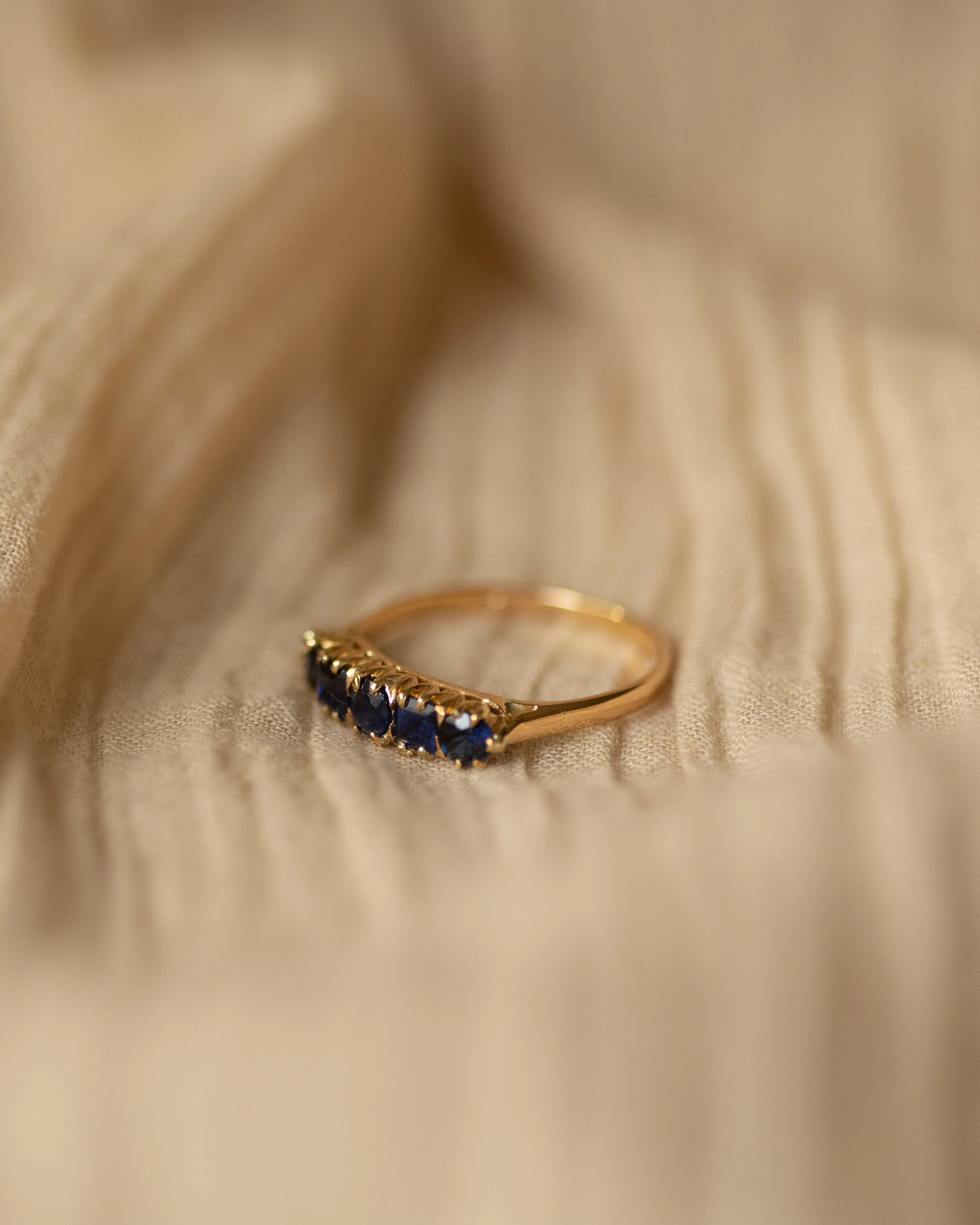 Trudy Vintage 18ct Gold Sapphire Five Stone Ring sold by Rock n Rose product image thumbnail 4