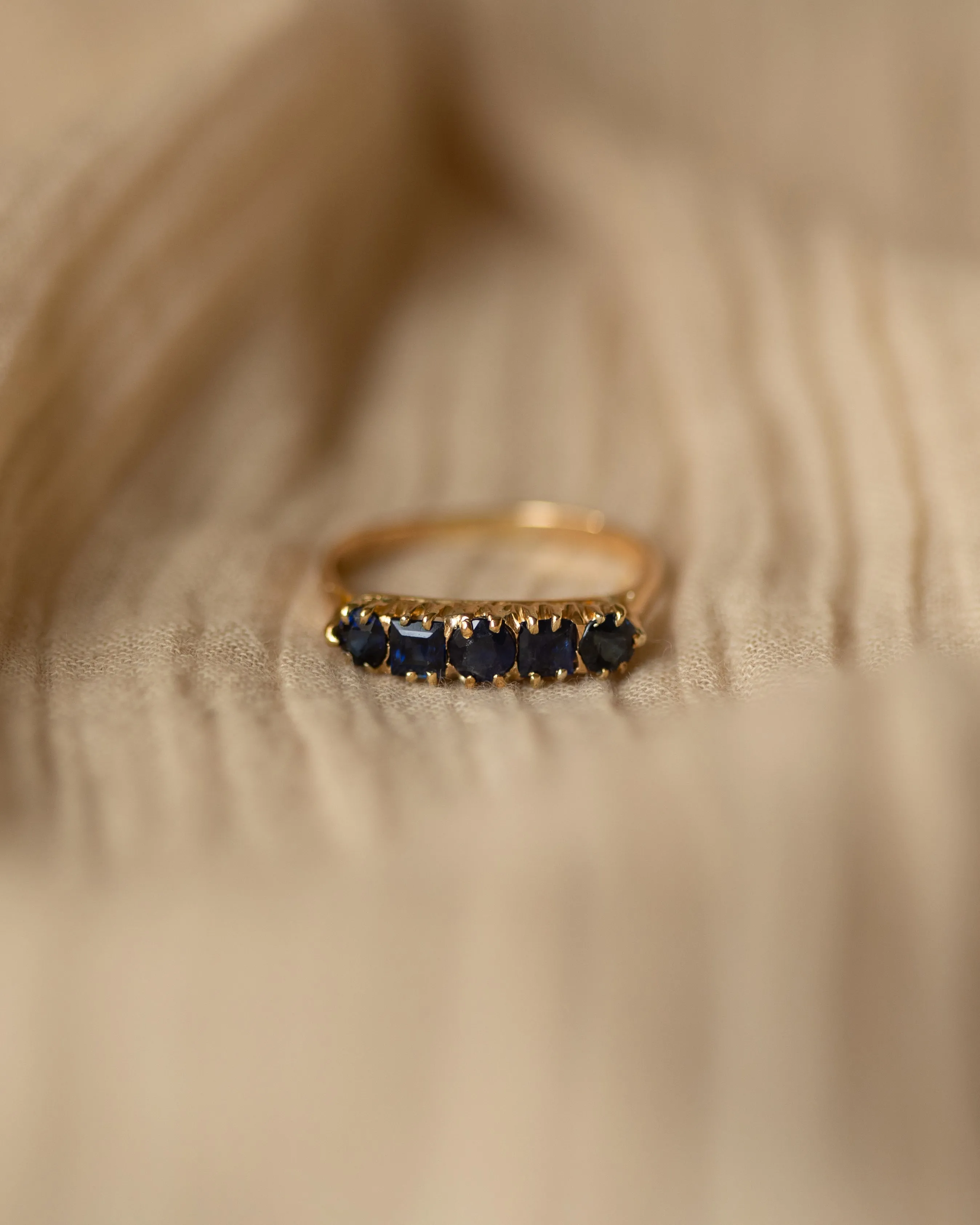Trudy Vintage 18ct Gold Sapphire Five Stone Ring sold by Rock n Rose