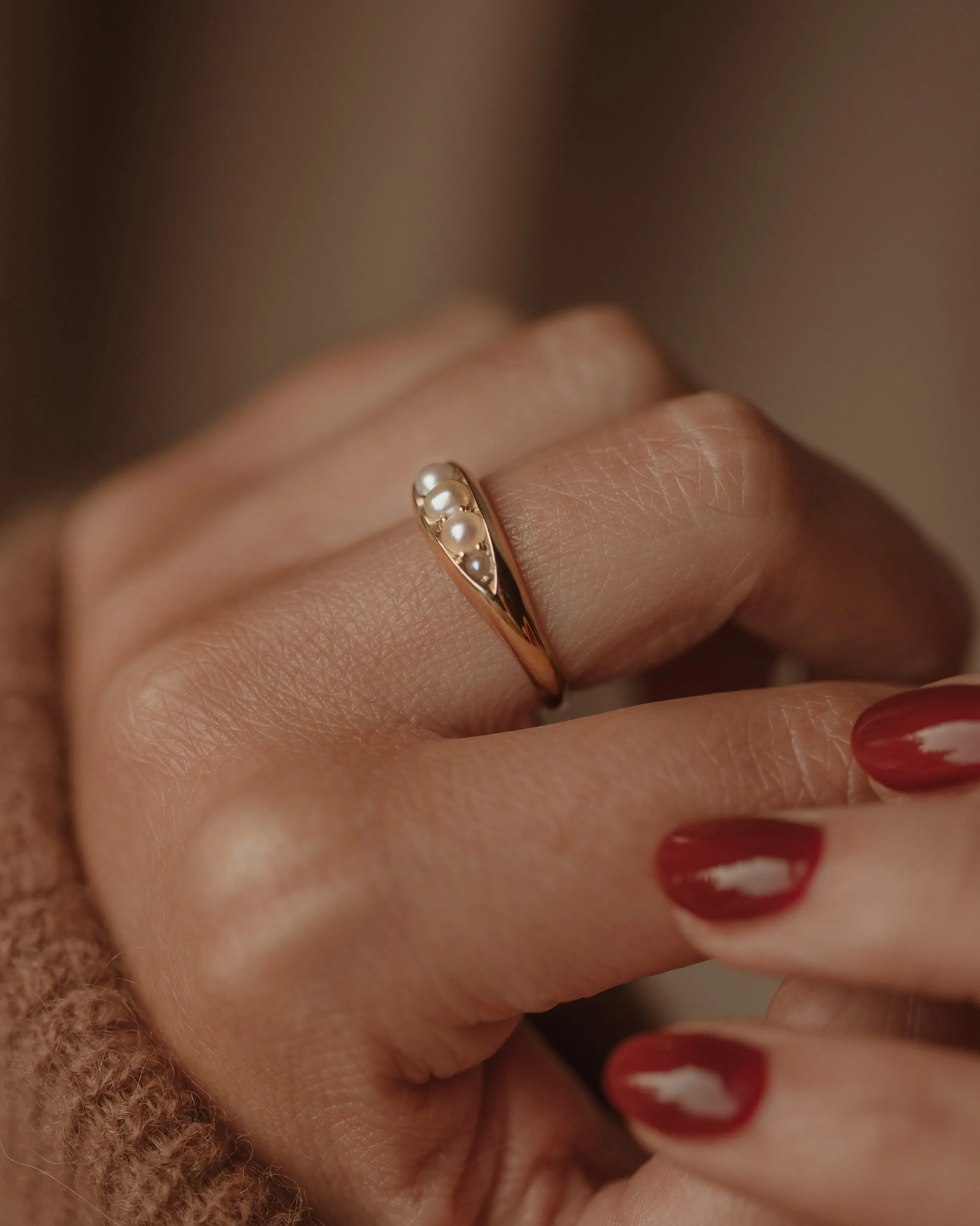 Olive 1892 Victorian Antique 18ct Gold Five Stone Pearl Ring sold by Rock n Rose product image thumbnail 2