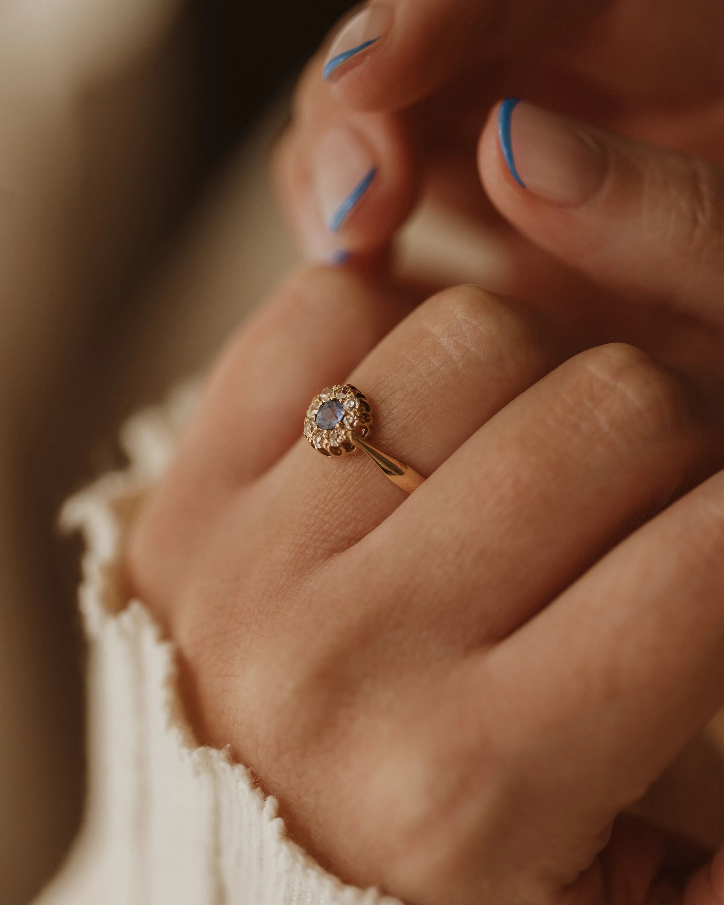 Hope 1911 Antique 18ct Gold Sapphire & Diamond Cluster Ring sold by Rock n Rose product image thumbnail 5