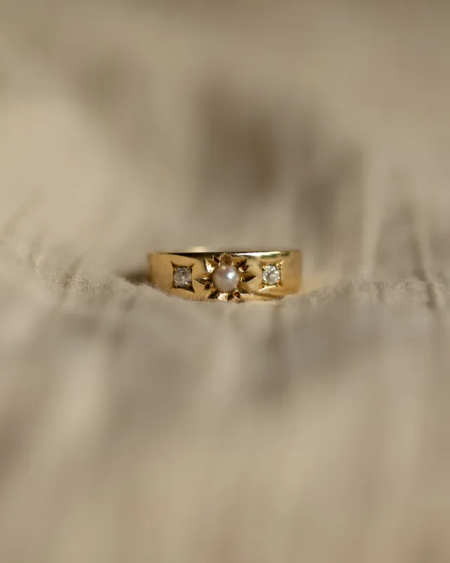 Francine 1888 Antique 18ct Gold Pearl & Diamond Ring sold by Rock n Rose