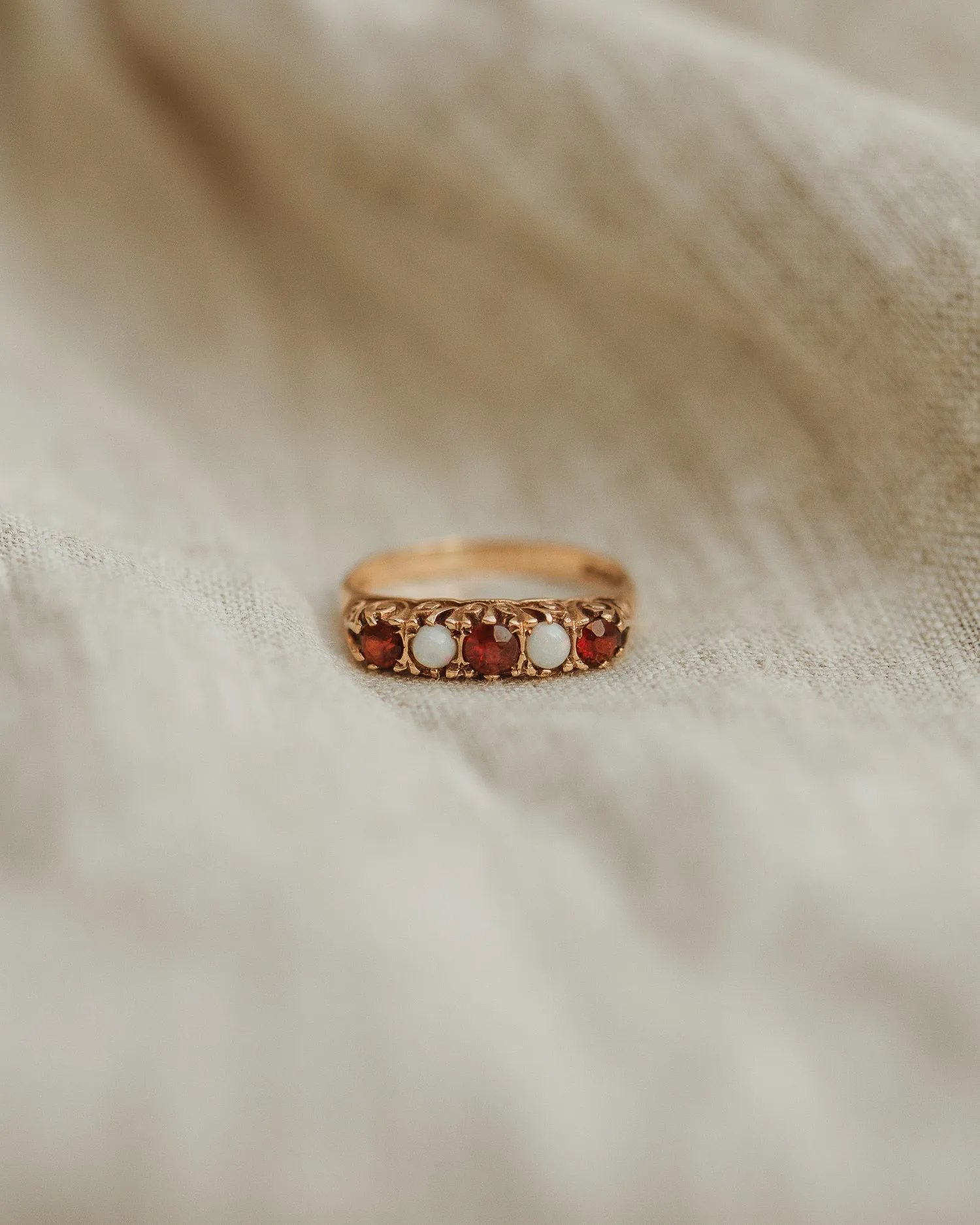 Wilma 9ct Gold Garnet & Opal Ring sold by Rock n Rose