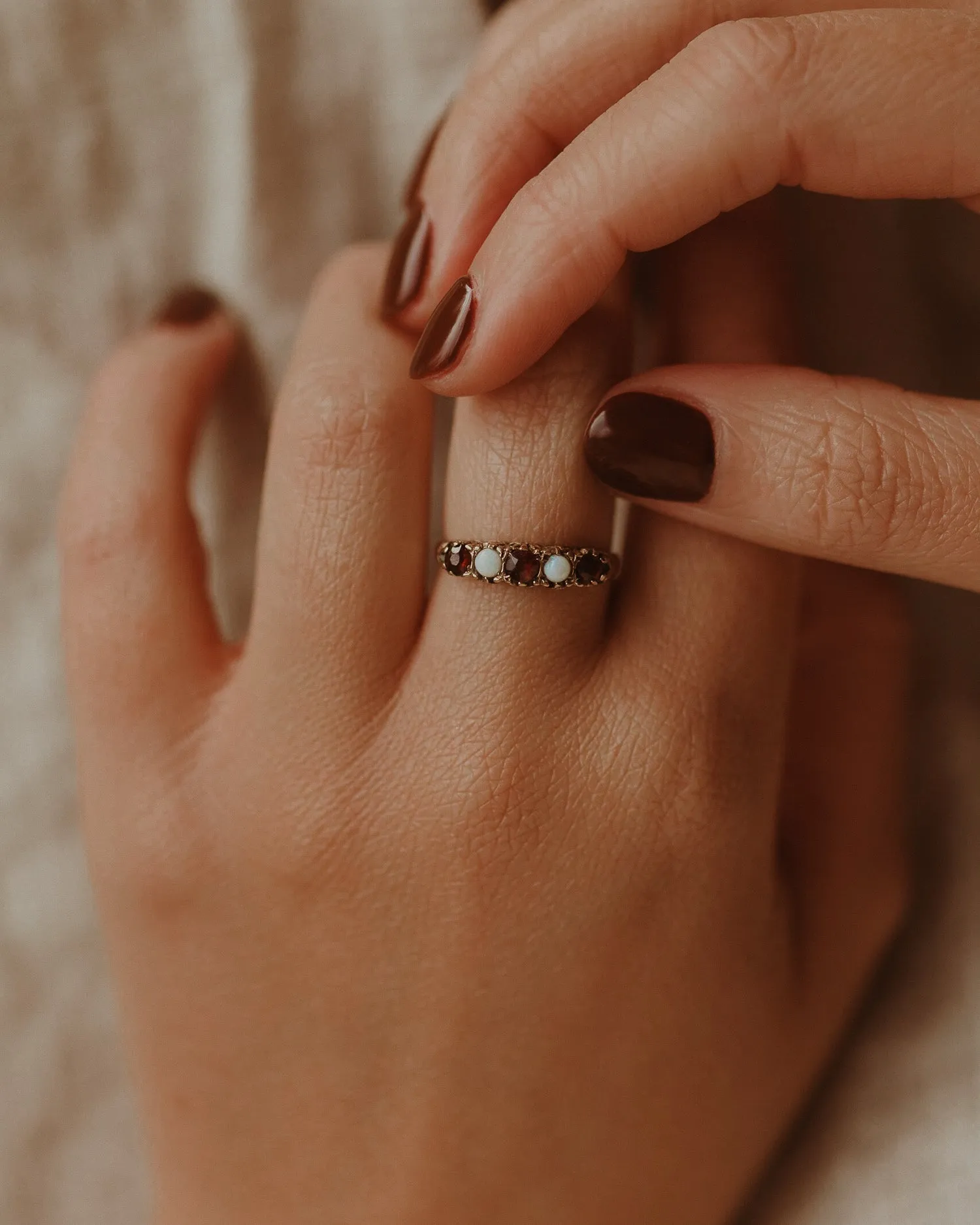 Wilma 9ct Gold Garnet & Opal Ring sold by Rock n Rose product image thumbnail 2