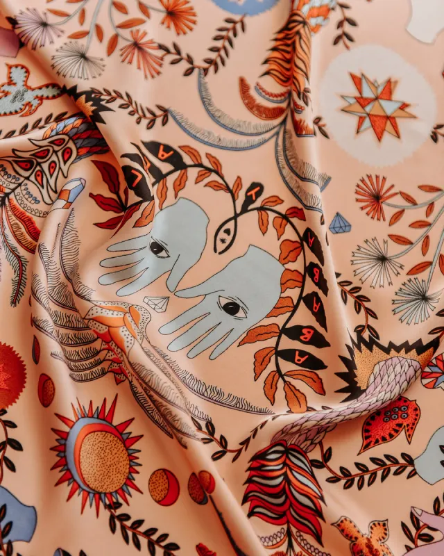 Cecily Celestial Peach Square Scarf sold by Rock n Rose