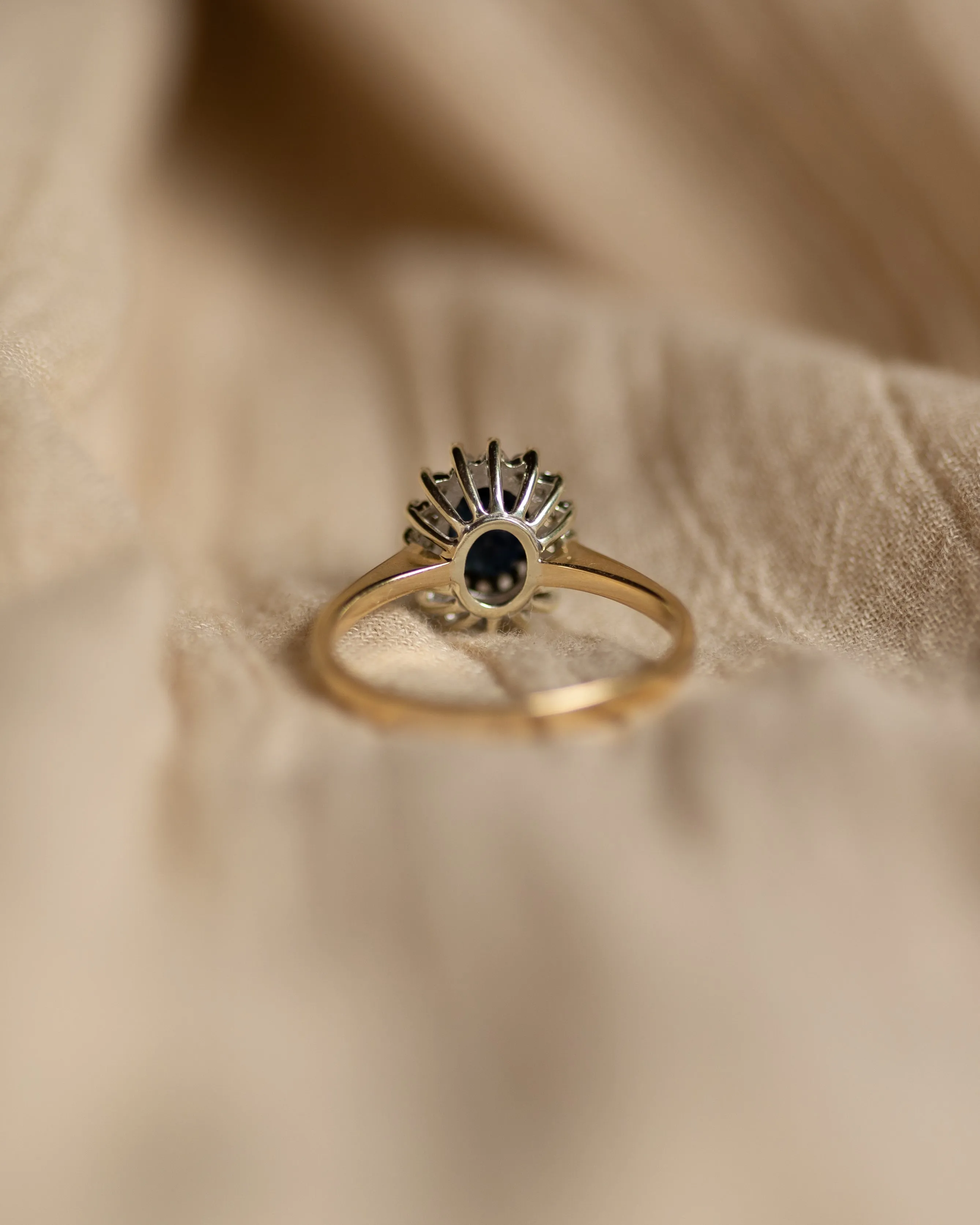 Clover 1990 Vintage 9ct Gold Sapphire & Diamond Cluster Ring sold by Rock n Rose product image thumbnail 5