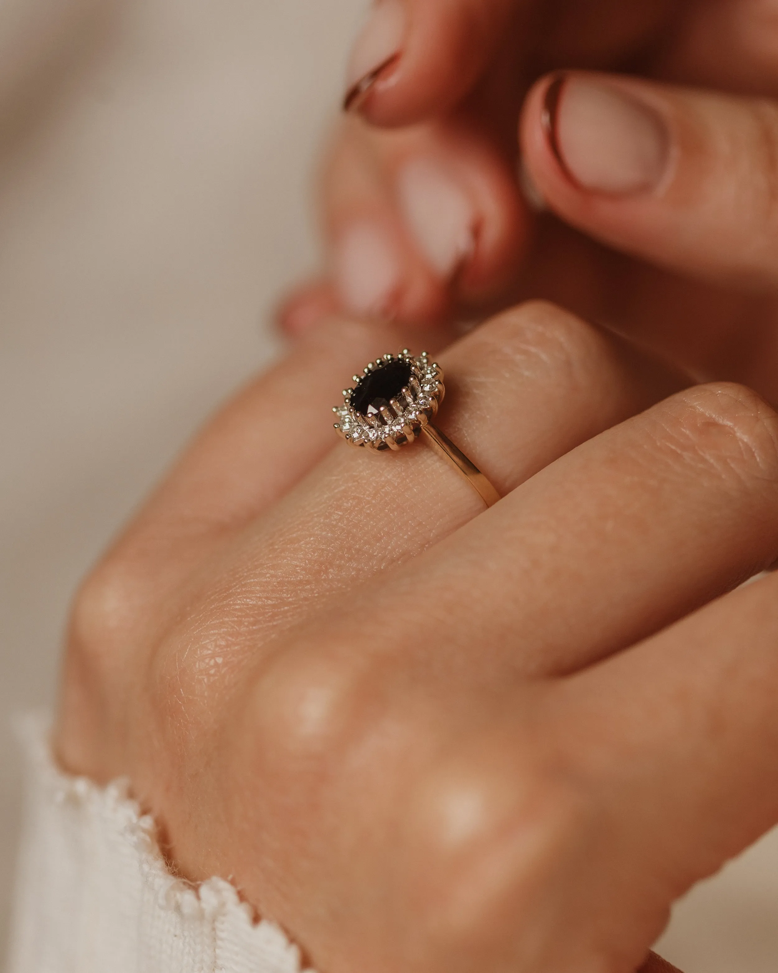 Clover 1990 Vintage 9ct Gold Sapphire & Diamond Cluster Ring sold by Rock n Rose product image thumbnail 2