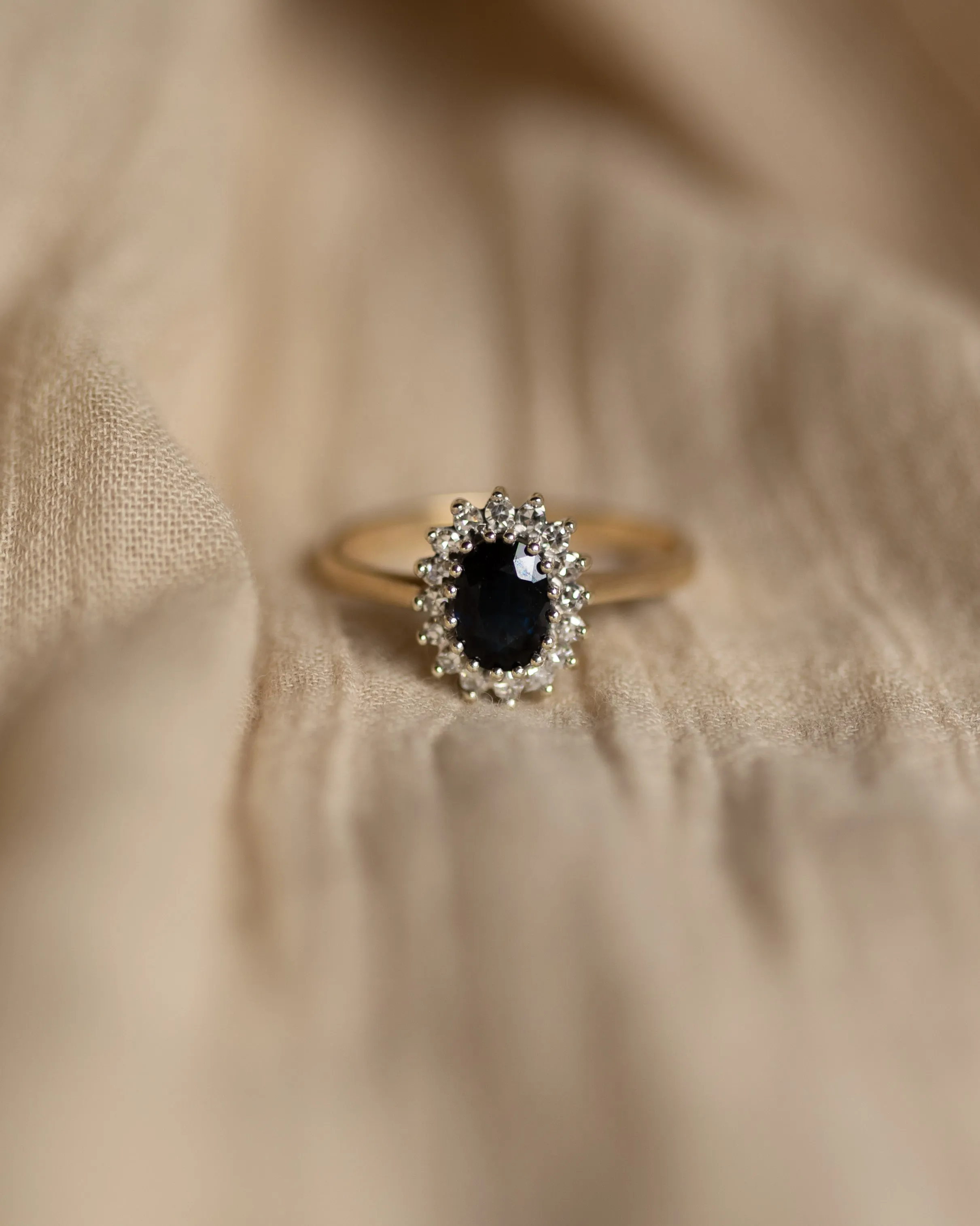 Clover 1990 Vintage 9ct Gold Sapphire & Diamond Cluster Ring sold by Rock n Rose product image thumbnail 3