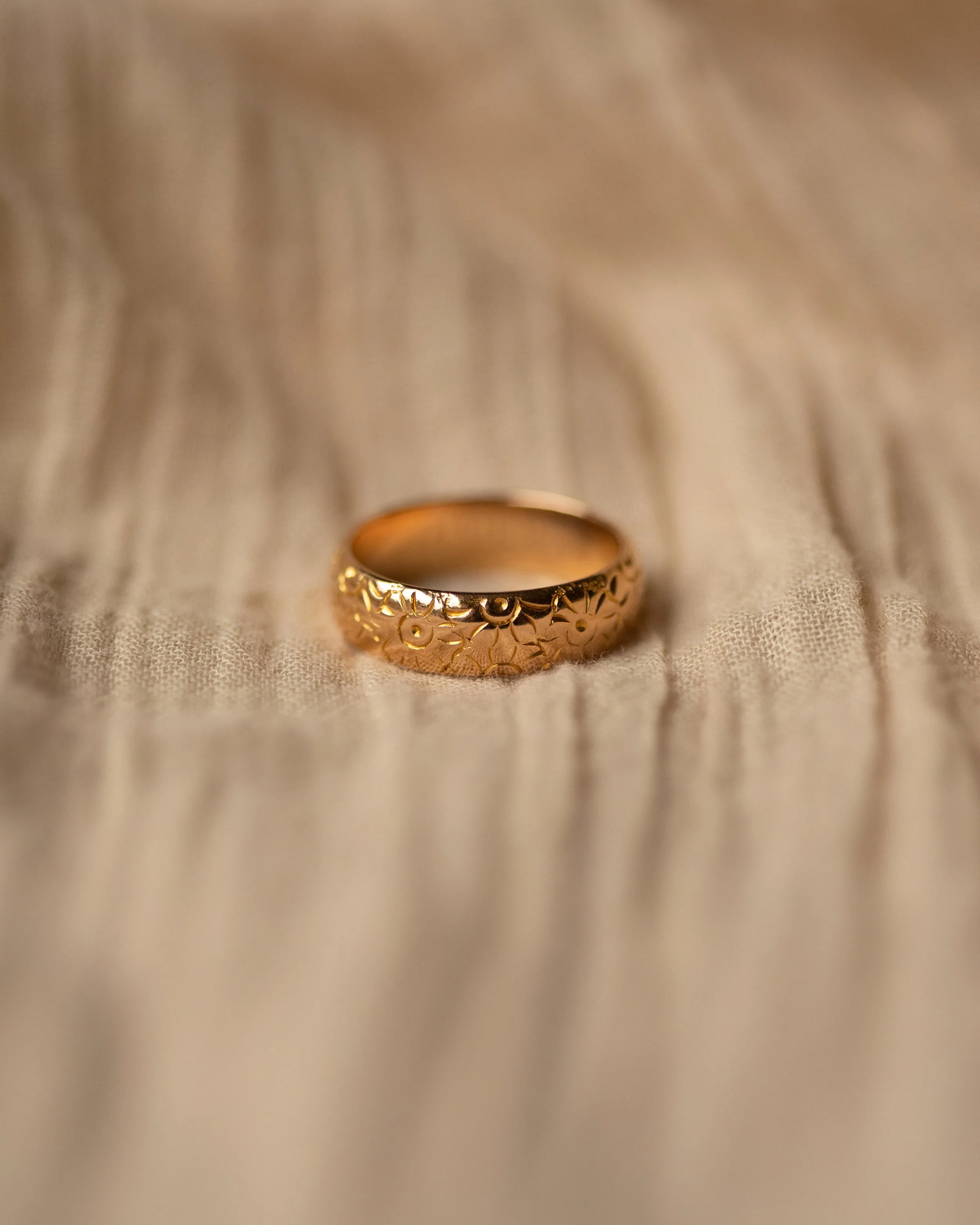 Dahlia 1960 Vintage 22ct Gold Floral Wedding Band Ring sold by Rock n Rose