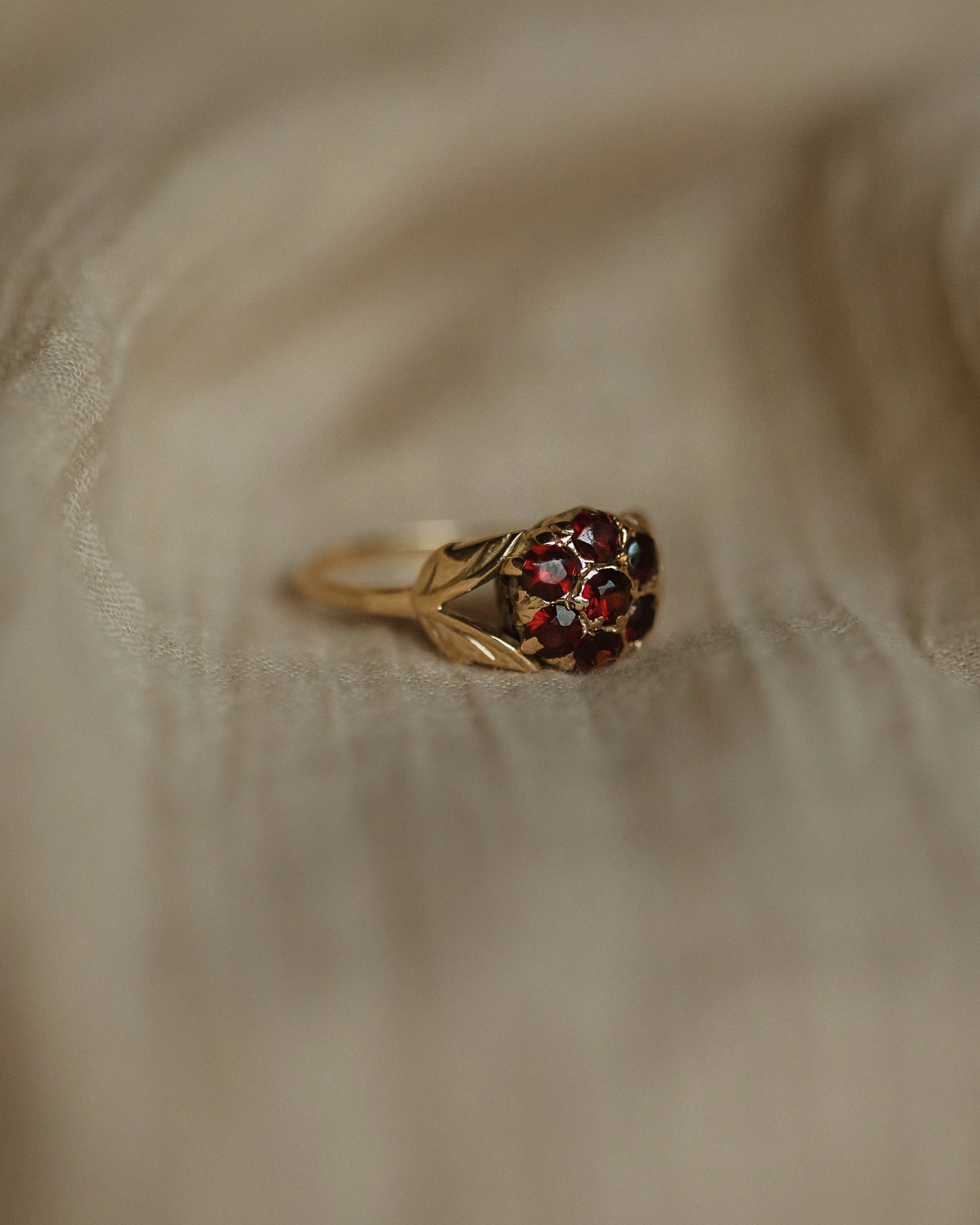 Flora Vintage 9ct Gold Garnet Flower Cluster Ring sold by Rock n Rose product image thumbnail 4