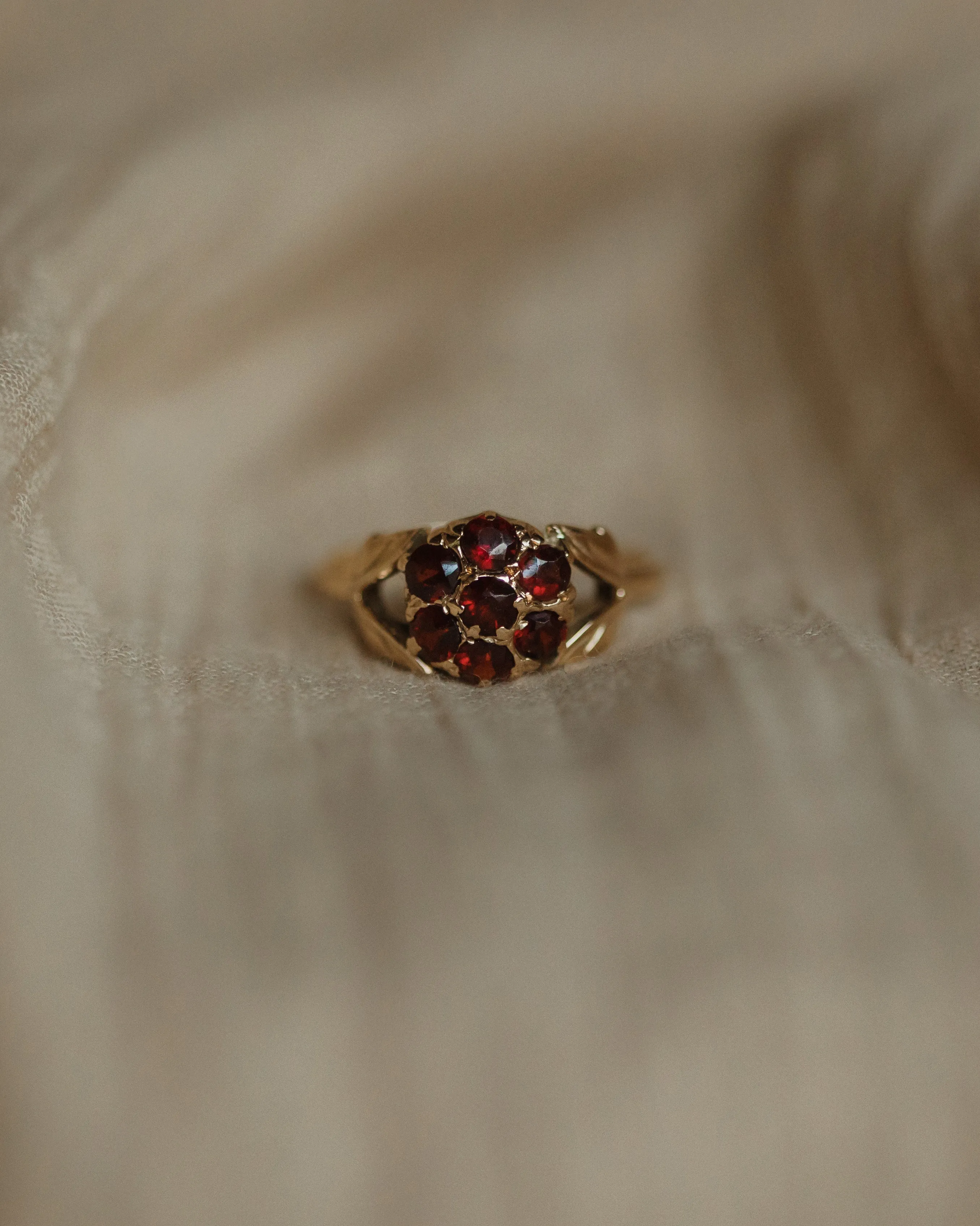 Flora Vintage 9ct Gold Garnet Flower Cluster Ring sold by Rock n Rose product image thumbnail 3