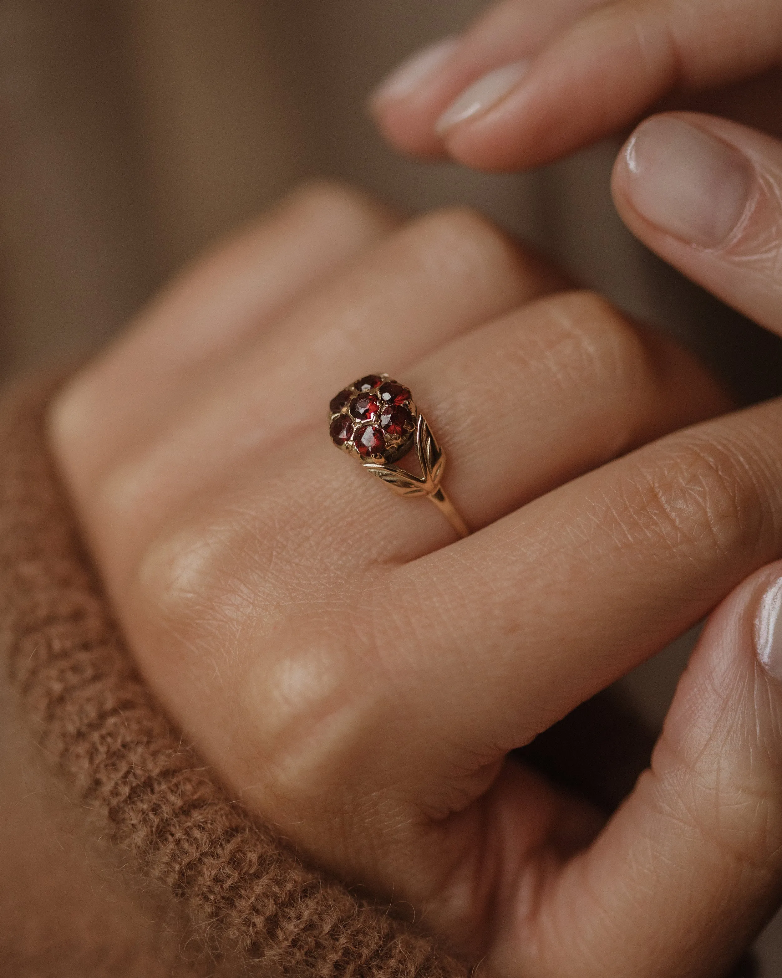 Flora Vintage 9ct Gold Garnet Flower Cluster Ring sold by Rock n Rose product image thumbnail 2