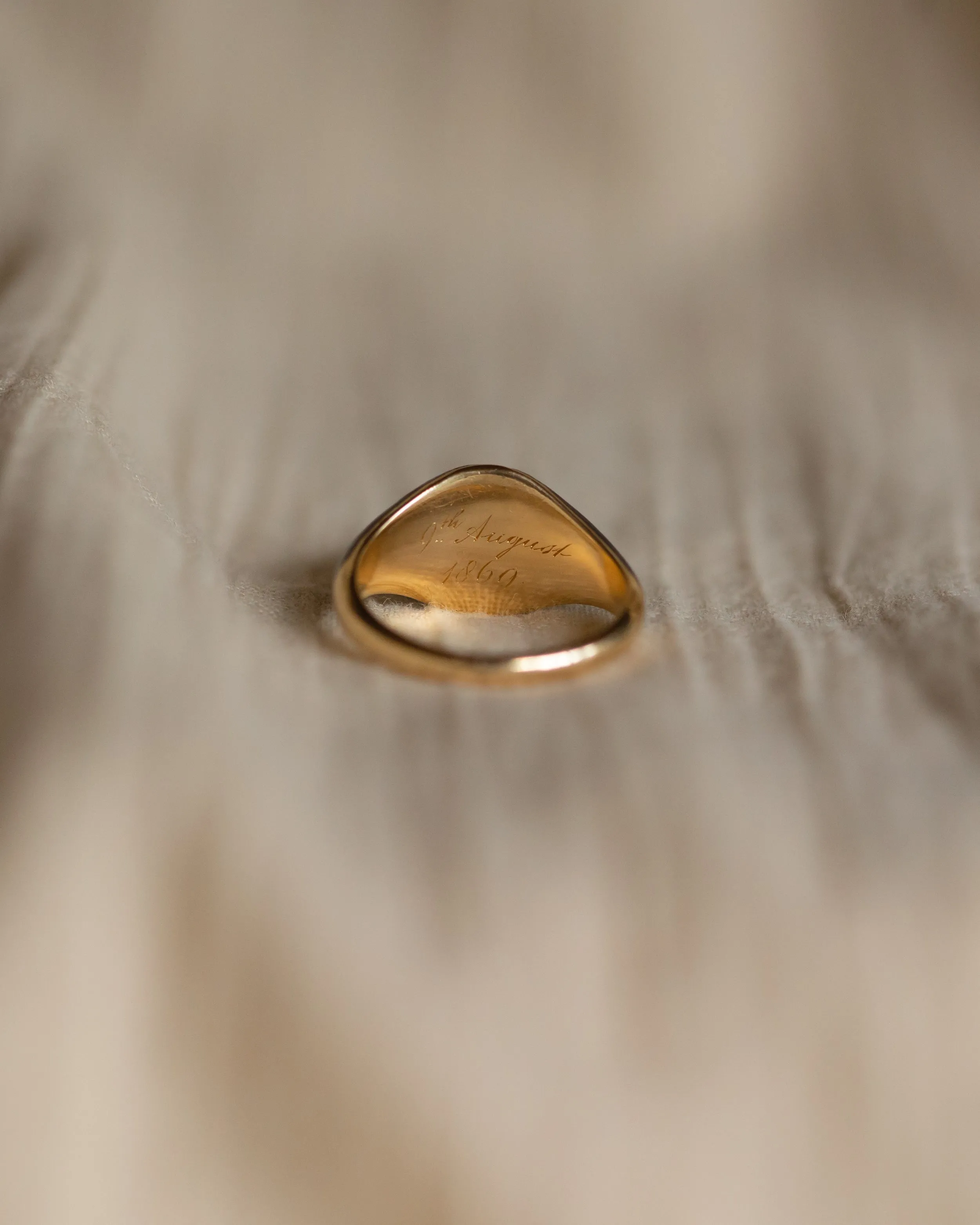 Sybil 1869 Antique 18ct Gold Pearl, Diamond & Black Enamel Mourning Ring sold by Rock n Rose product image thumbnail 5