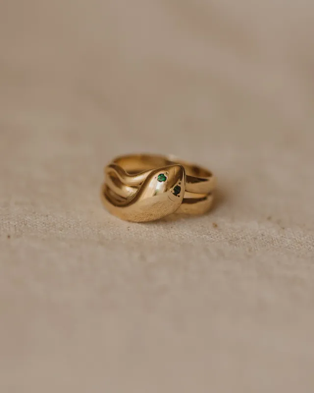 Zadie 1963 9ct Gold Emerald Snake Ring sold by Rock n Rose