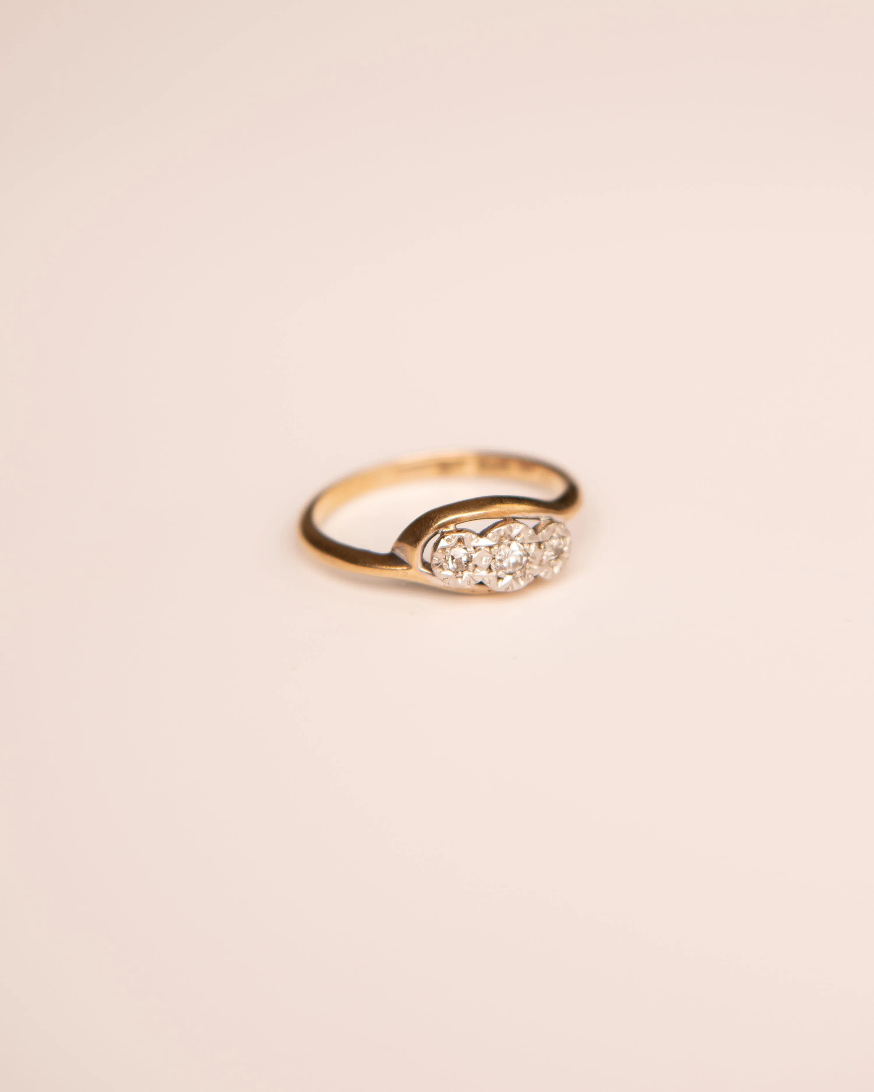 Hazel 9ct Gold Vintage Diamond Trilogy Ring sold by Rock n Rose product image thumbnail 4