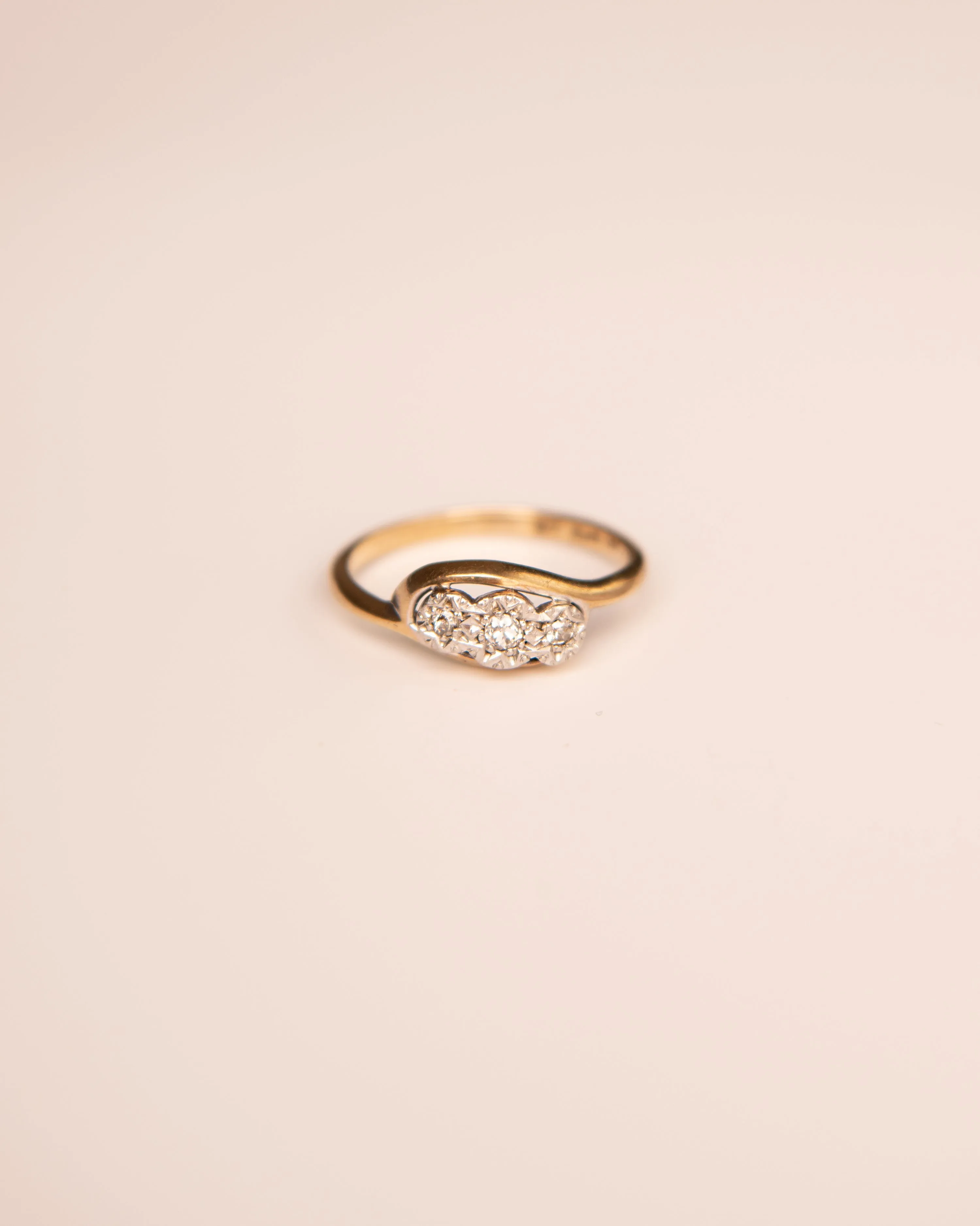 Hazel 9ct Gold Vintage Diamond Trilogy Ring sold by Rock n Rose product image thumbnail 3