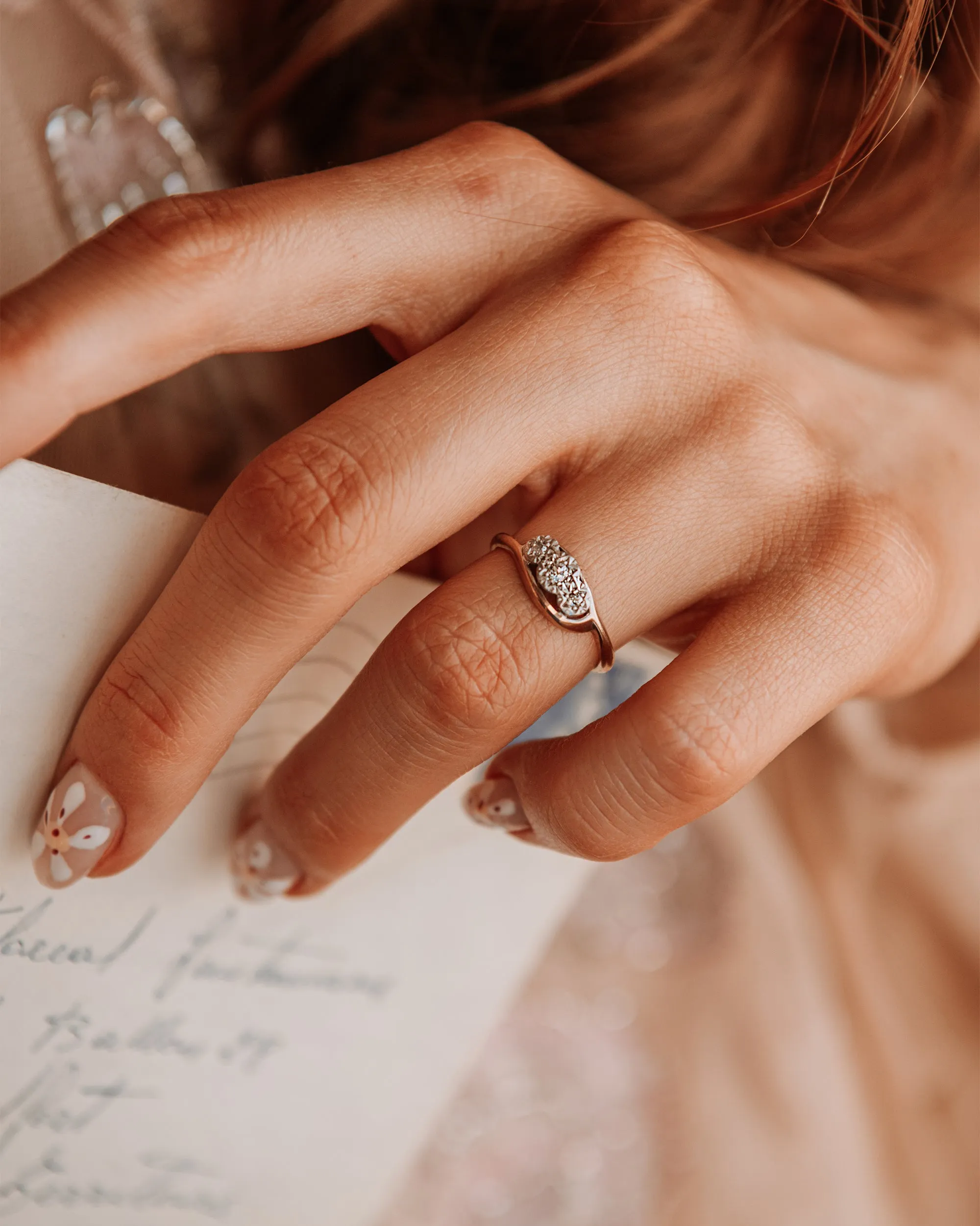 Hazel 9ct Gold Vintage Diamond Trilogy Ring sold by Rock n Rose