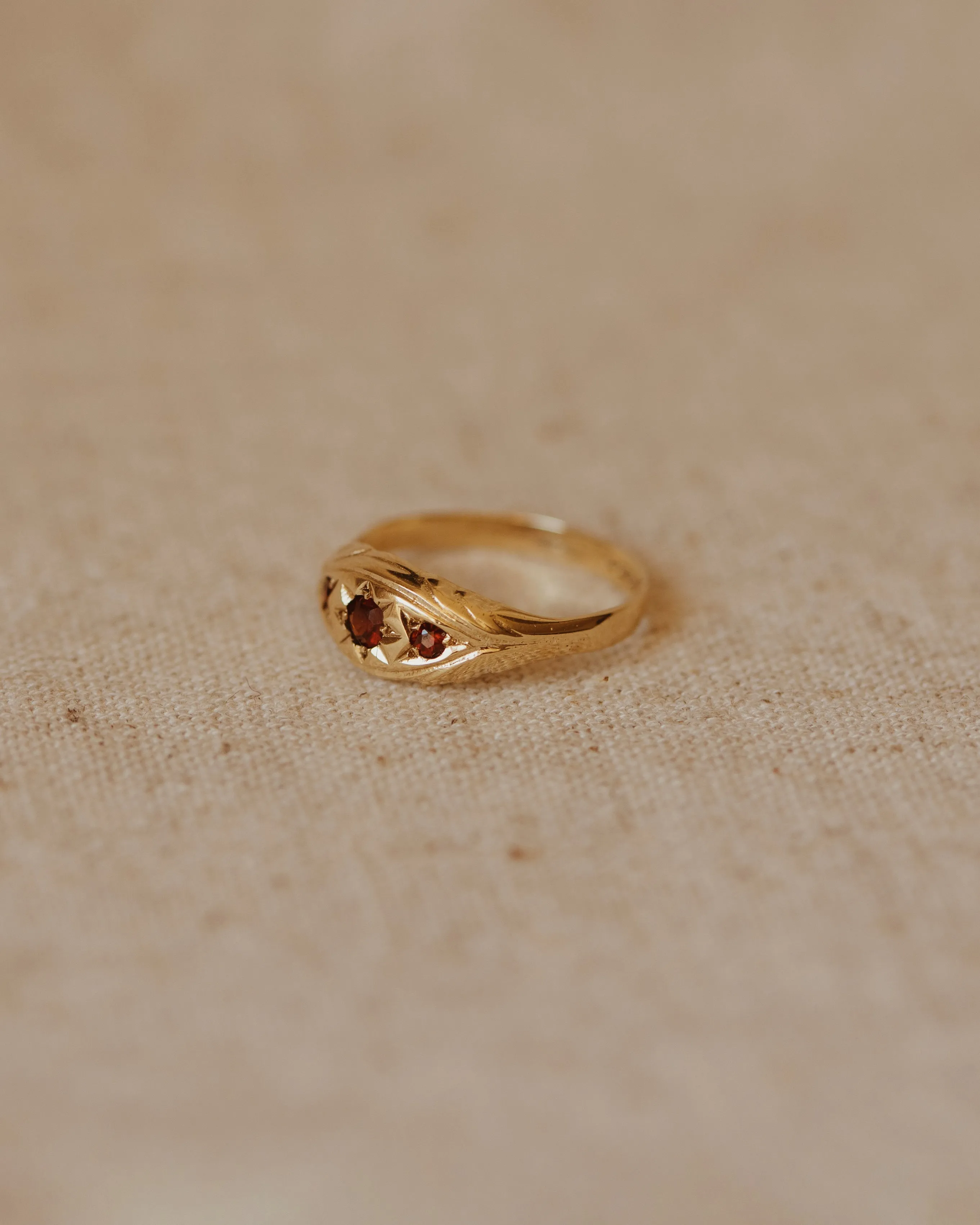 Rosamond 1980 9ct Gold Garnet Gypsy Ring sold by Rock n Rose product image thumbnail 3