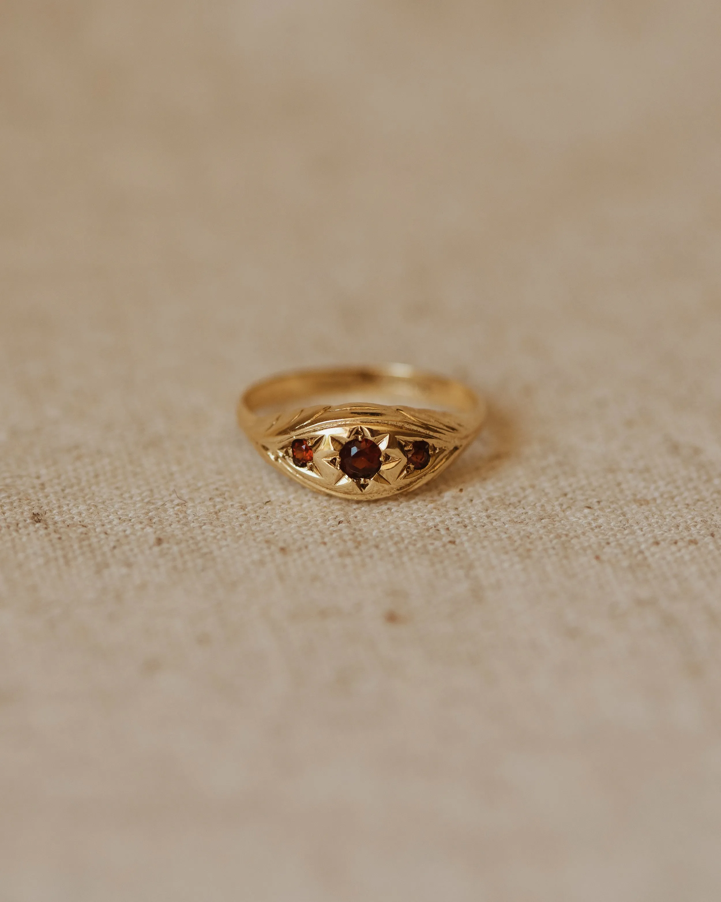 Rosamond 1980 9ct Gold Garnet Gypsy Ring sold by Rock n Rose product image thumbnail 2