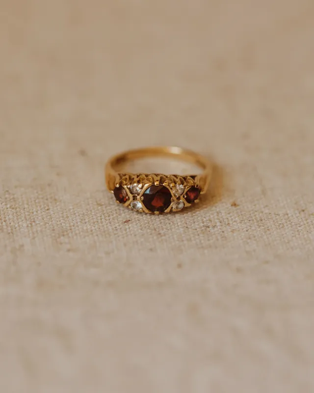 Clementine 1975 9ct Gold Garnet Ring sold by Rock n Rose