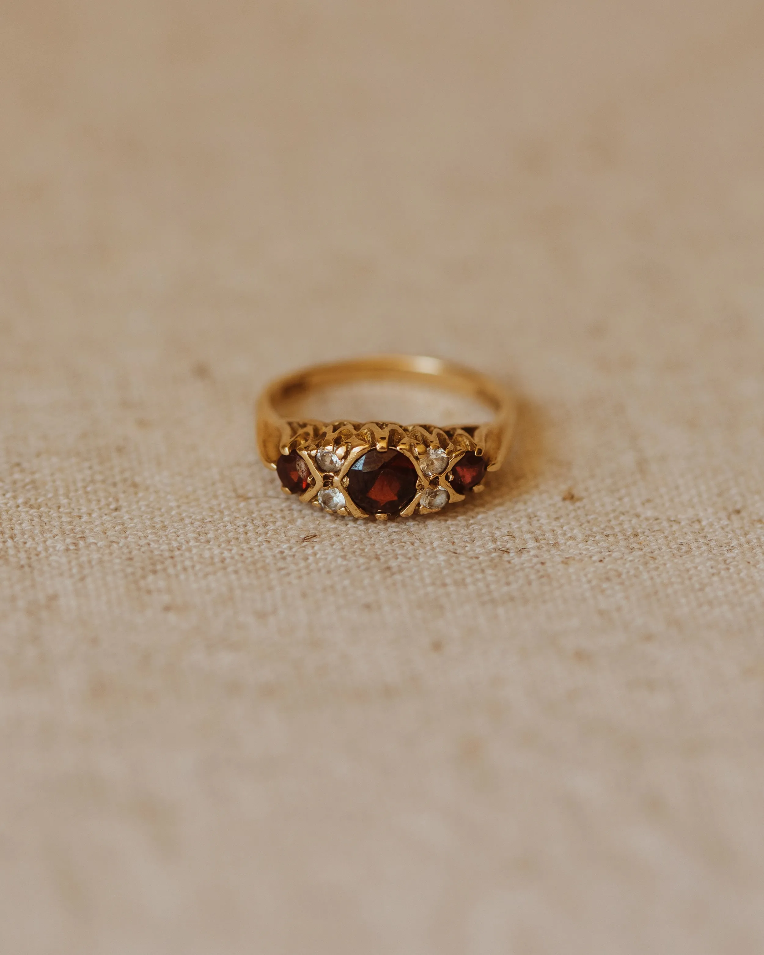 Clementine 1975 9ct Gold Garnet Ring sold by Rock n Rose