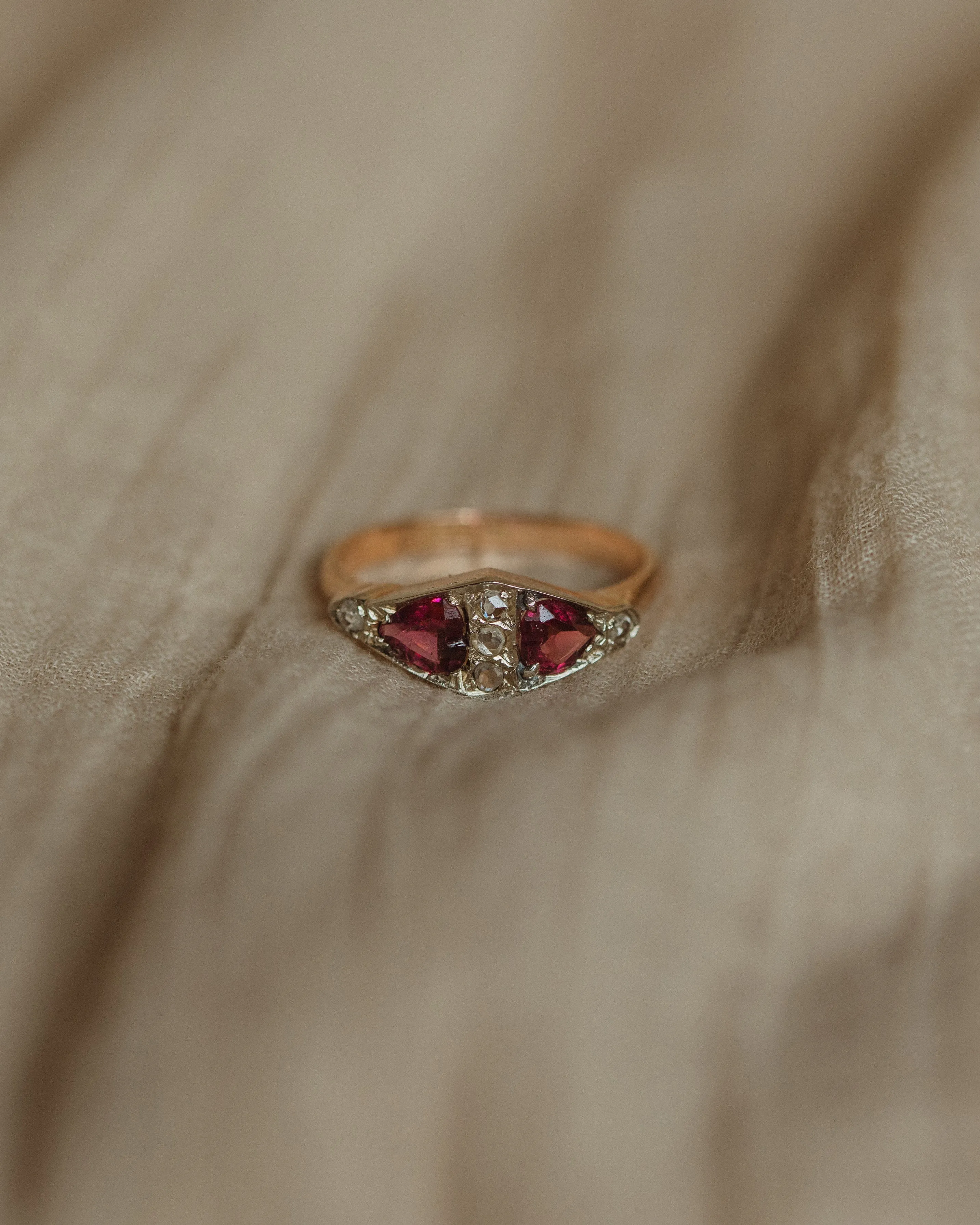 Lucy 1896 Antique 18ct Gold Heart-Shaped Garnet & Diamond Ring sold by Rock n Rose product image thumbnail 3