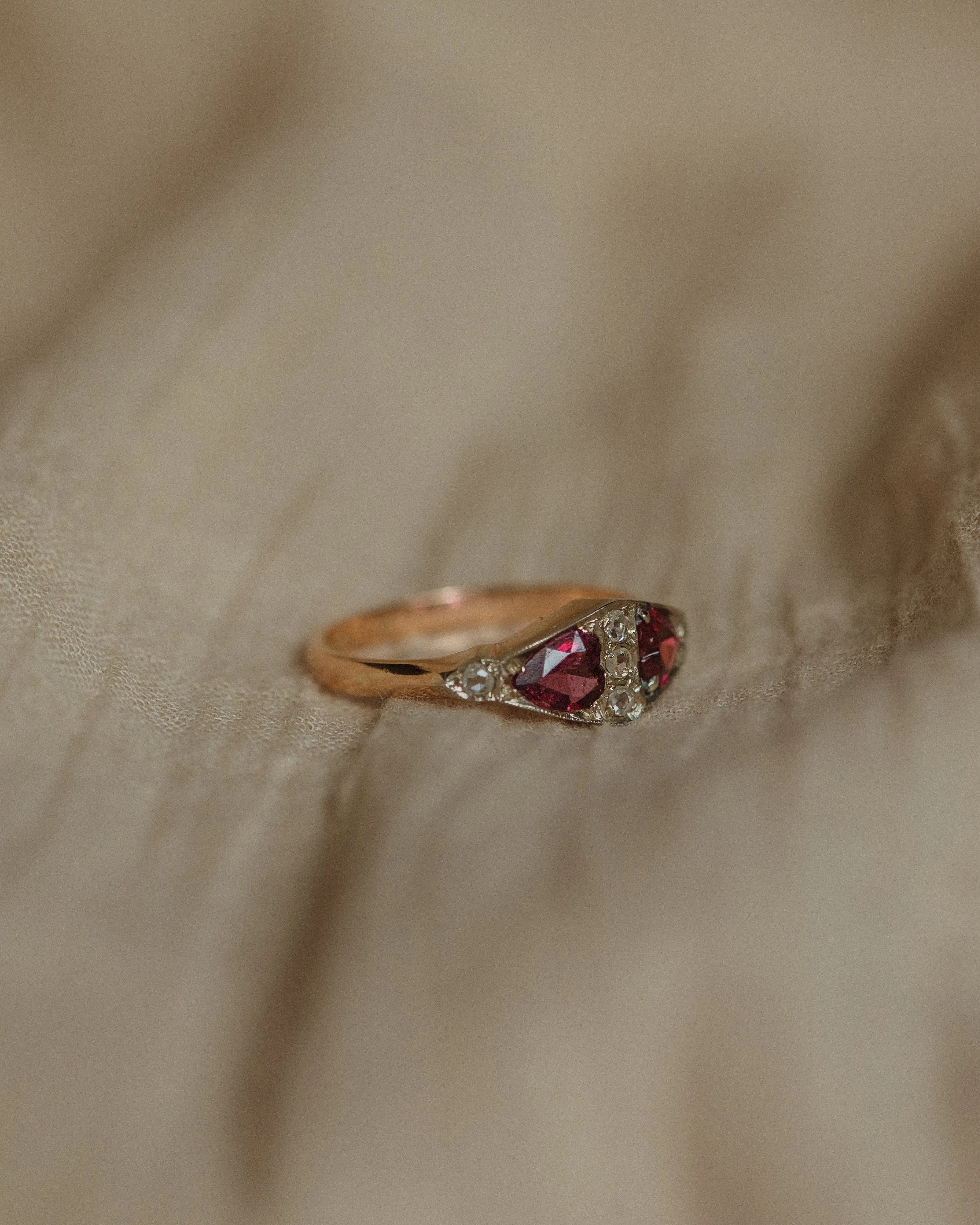 Lucy 1896 Antique 18ct Gold Heart-Shaped Garnet & Diamond Ring sold by Rock n Rose product image thumbnail 4