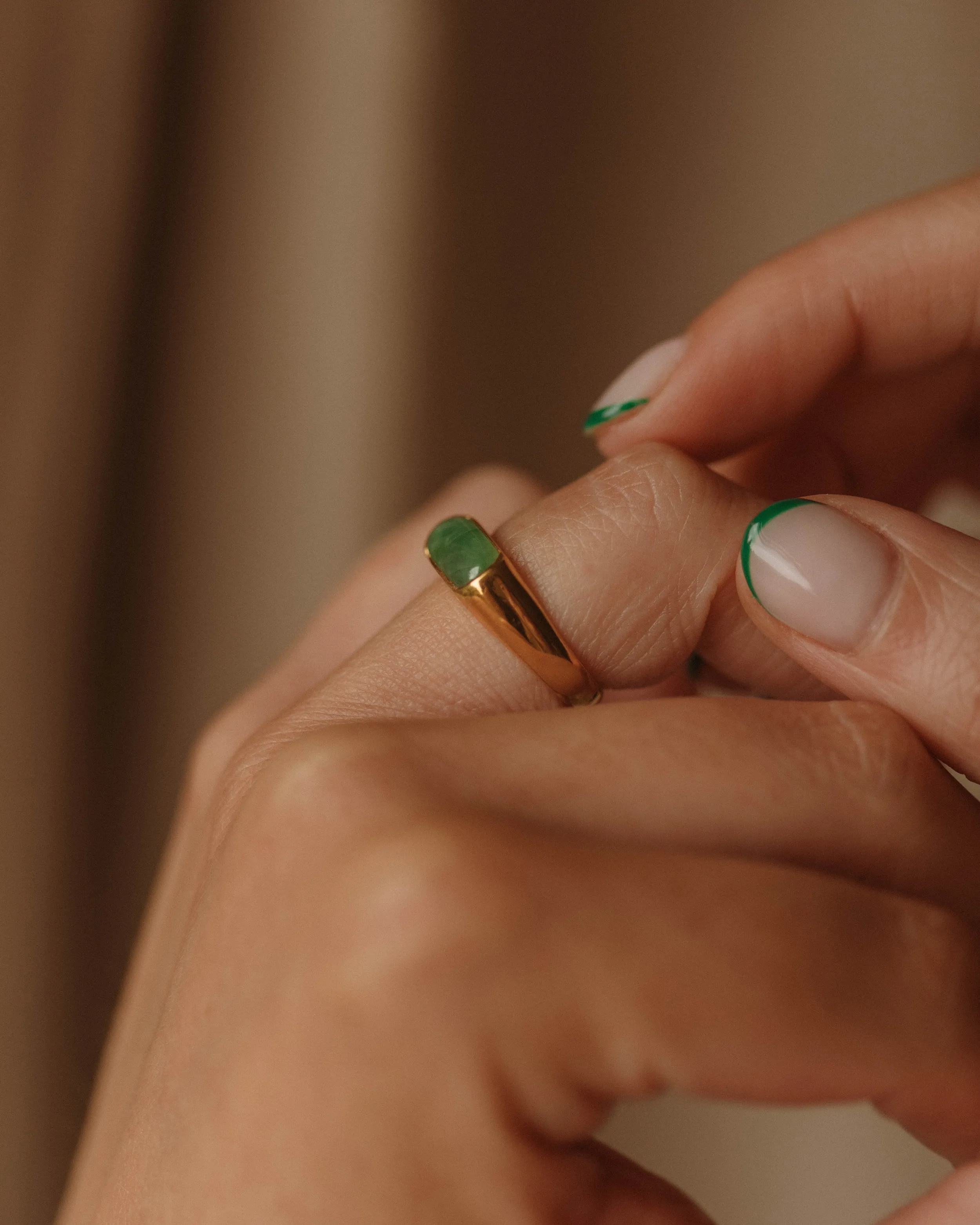 Augusta Vintage 22ct Gold Jade Saddle Ring sold by Rock n Rose product image thumbnail 3