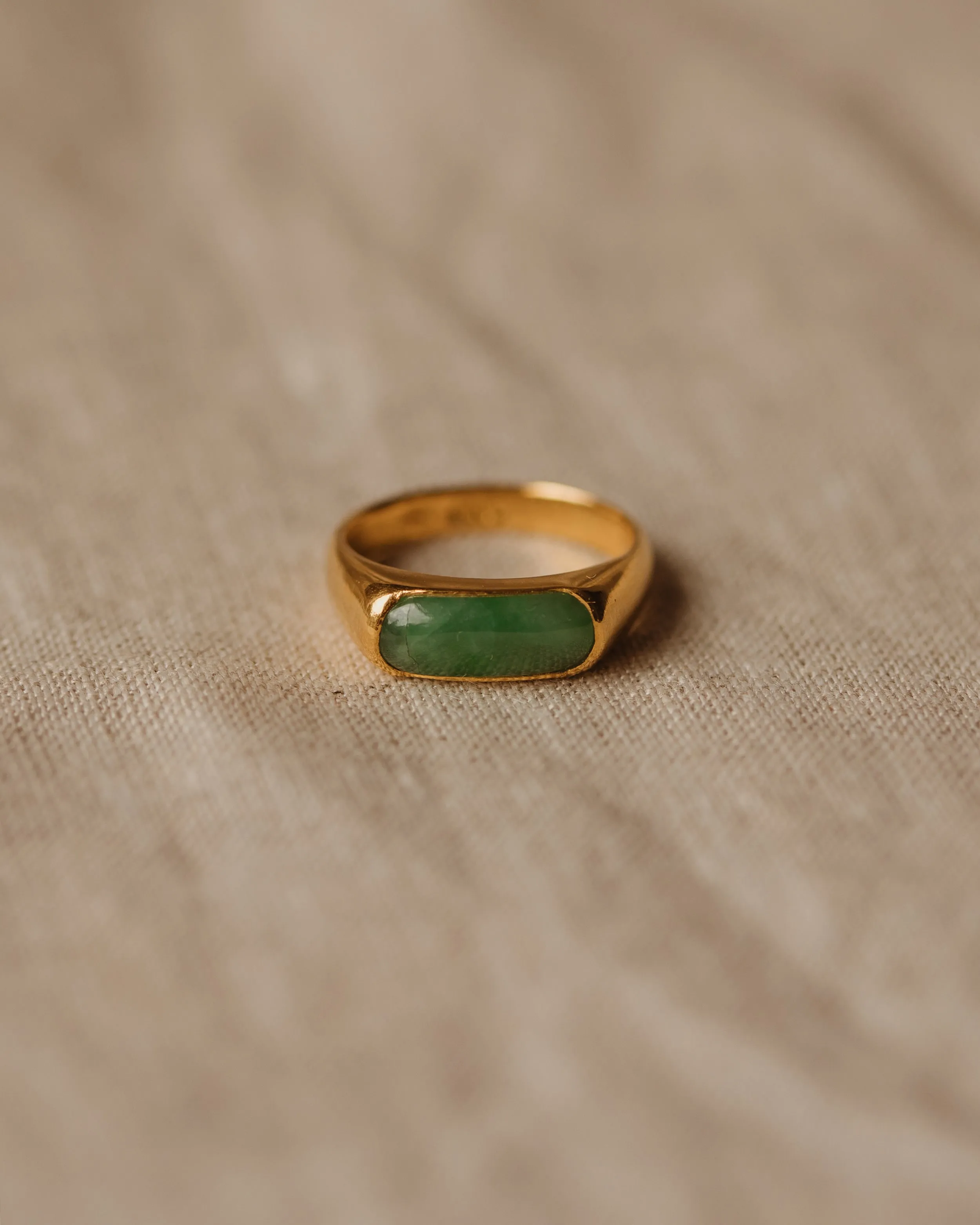 Augusta Vintage 22ct Gold Jade Saddle Ring sold by Rock n Rose