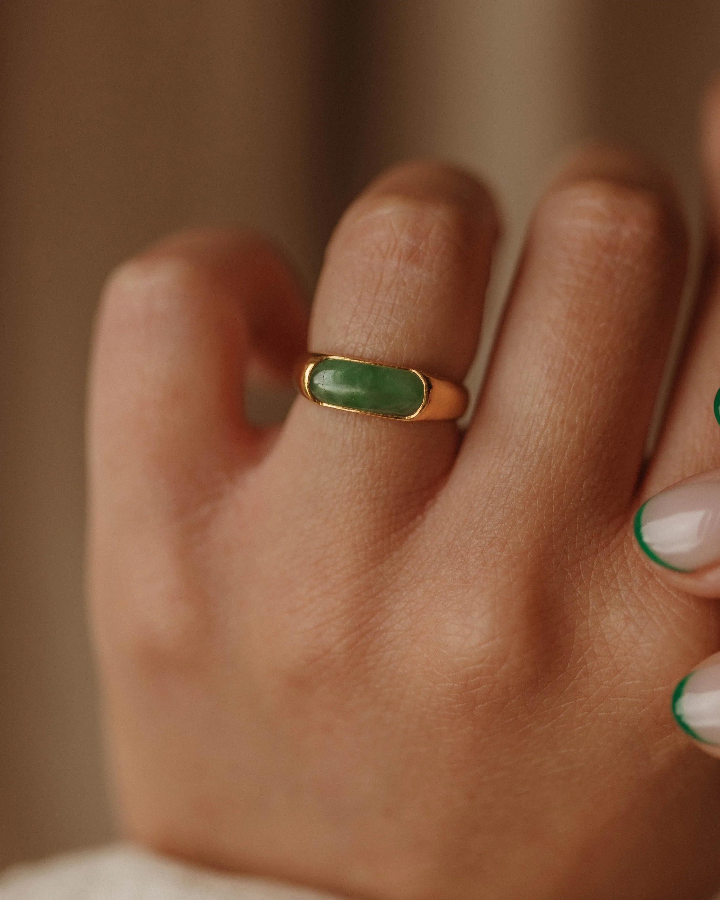 Augusta Vintage 22ct Gold Jade Saddle Ring sold by Rock n Rose product image thumbnail 2