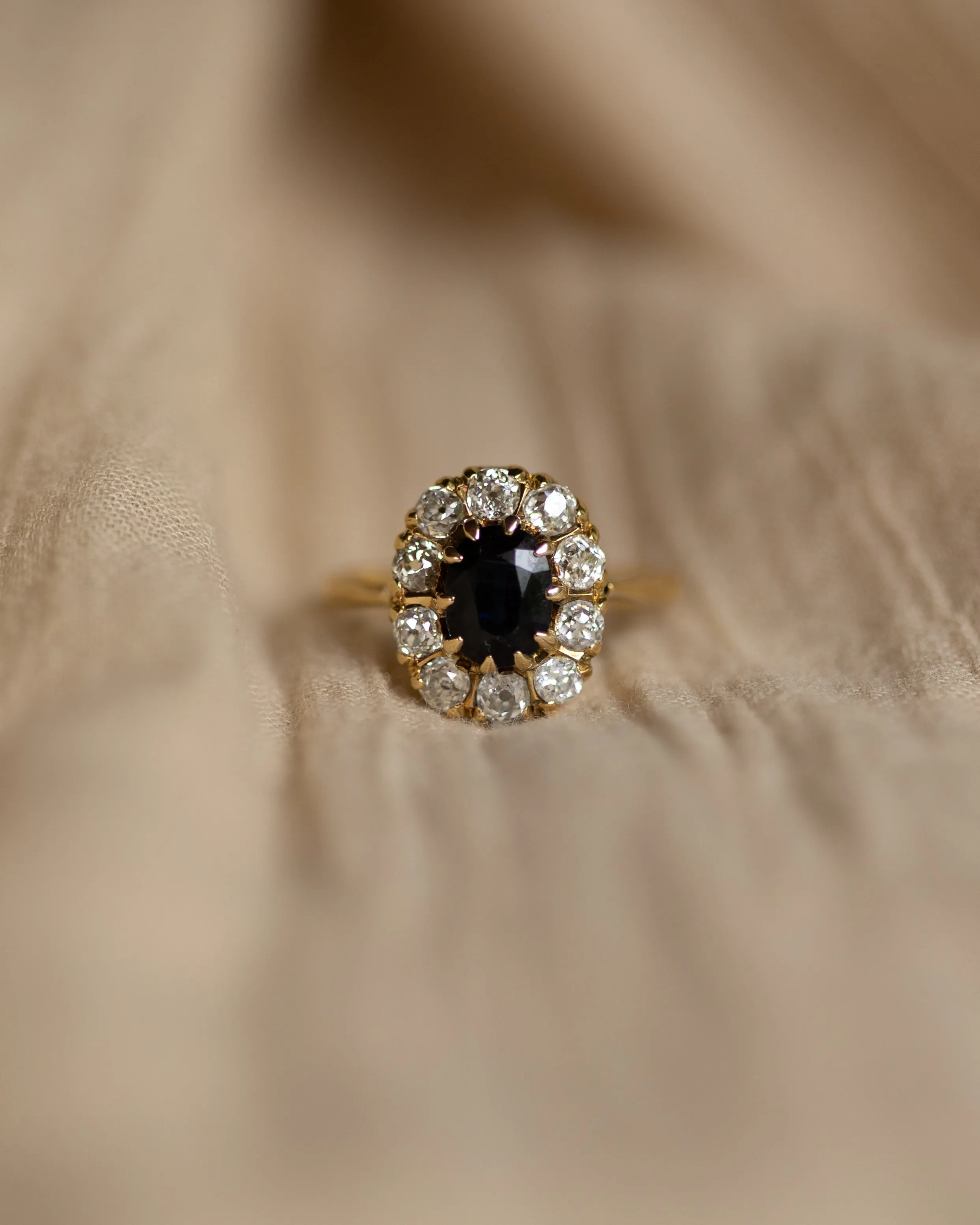 Yvette Antique 18ct Gold Sapphire & Diamond Cluster Ring sold by Rock n Rose
