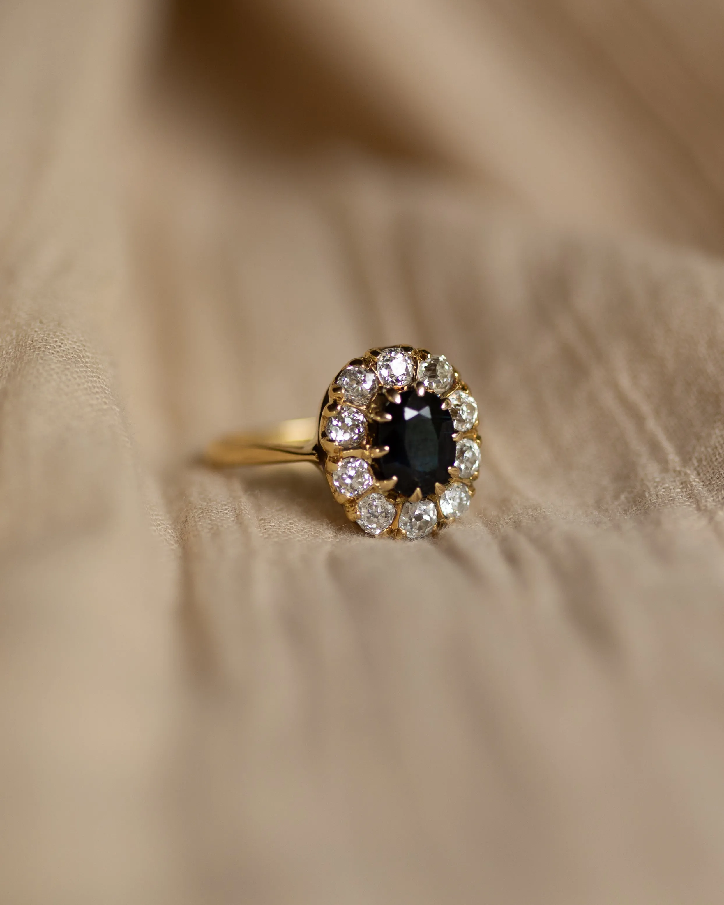 Yvette Antique 18ct Gold Sapphire & Diamond Cluster Ring sold by Rock n Rose product image thumbnail 4