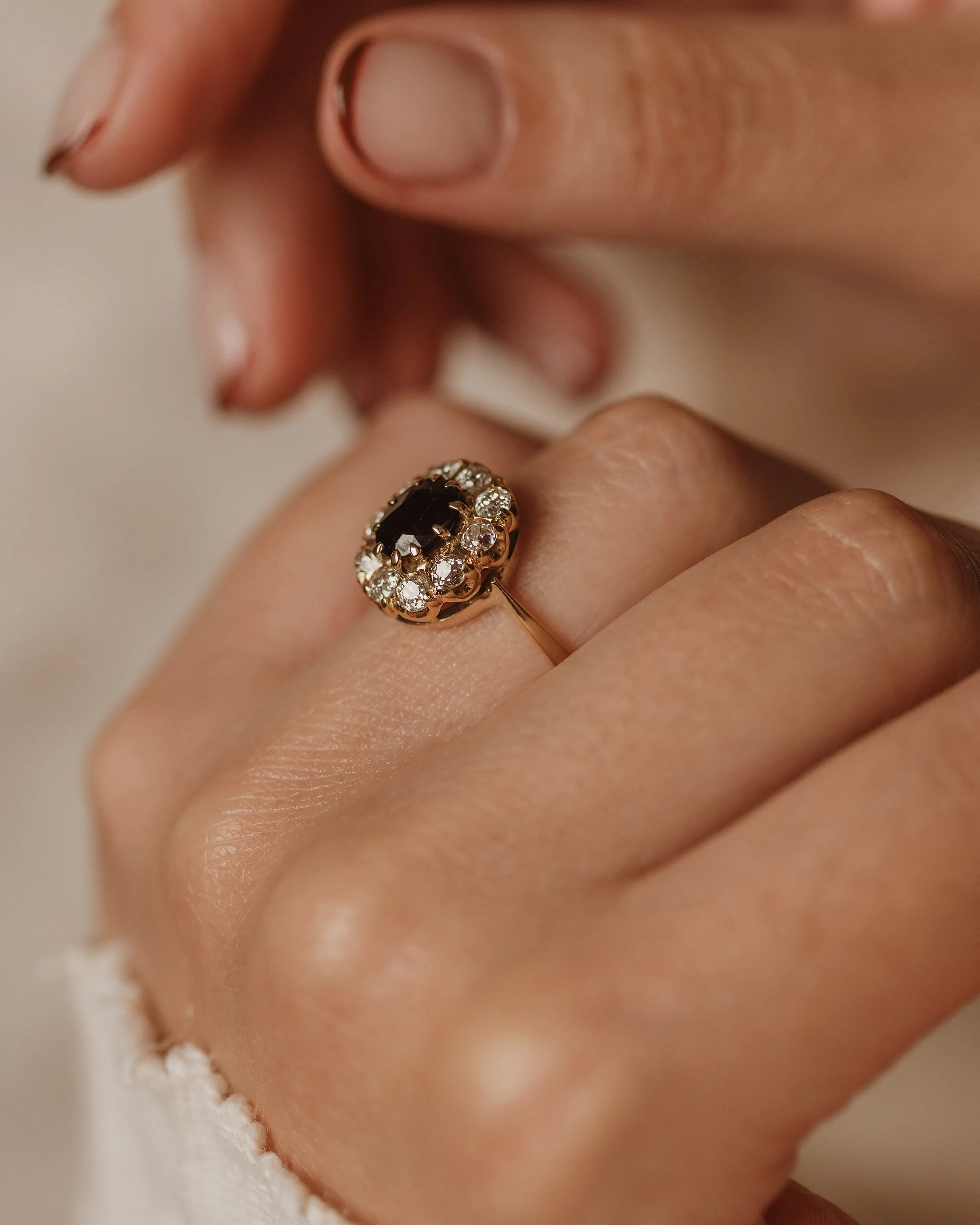 Yvette Antique 18ct Gold Sapphire & Diamond Cluster Ring sold by Rock n Rose product image thumbnail 3