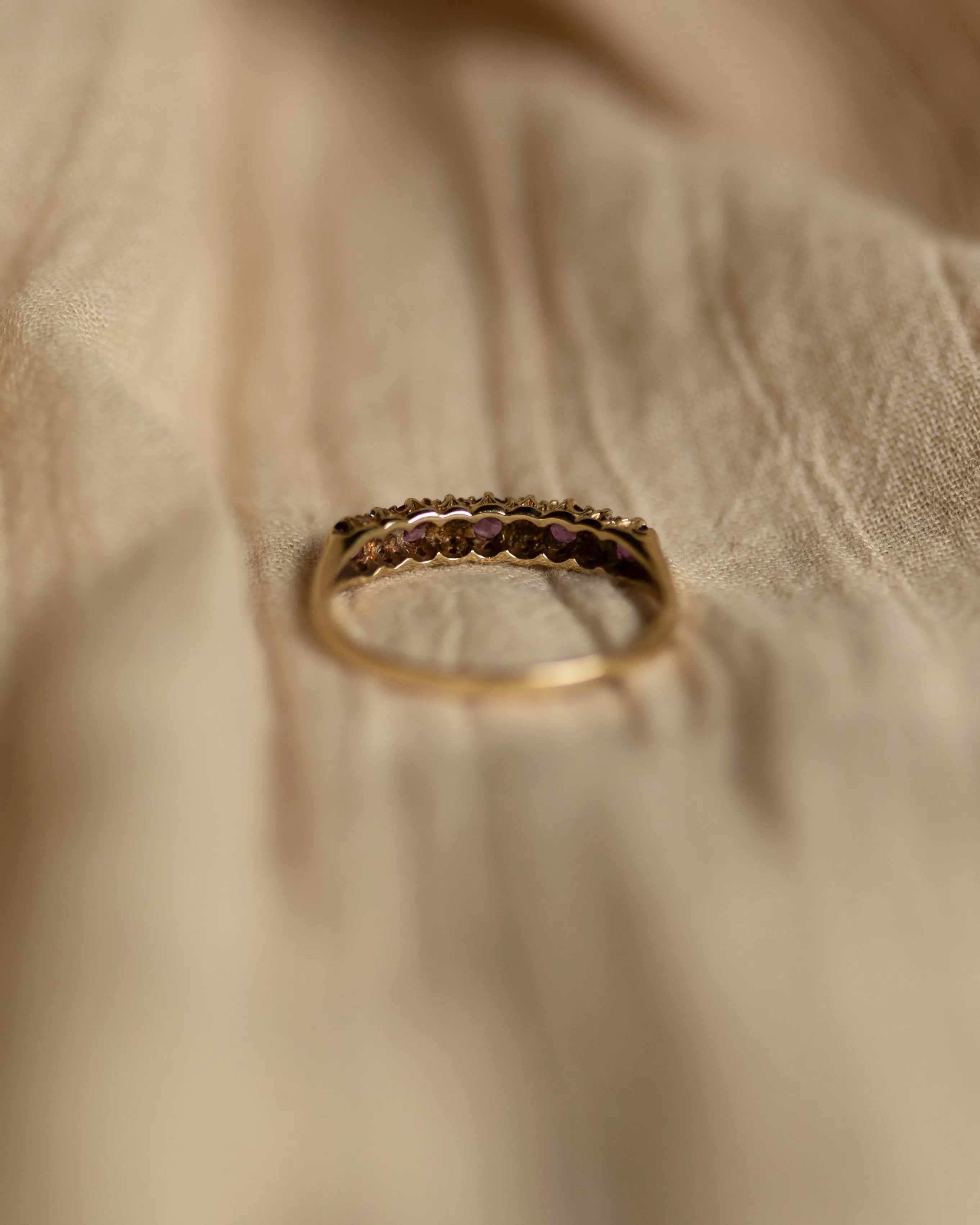 Rosalind 1989 Vintage 9ct Gold Ruby & Diamond Half Eternity Ring sold by Rock n Rose product image thumbnail 5