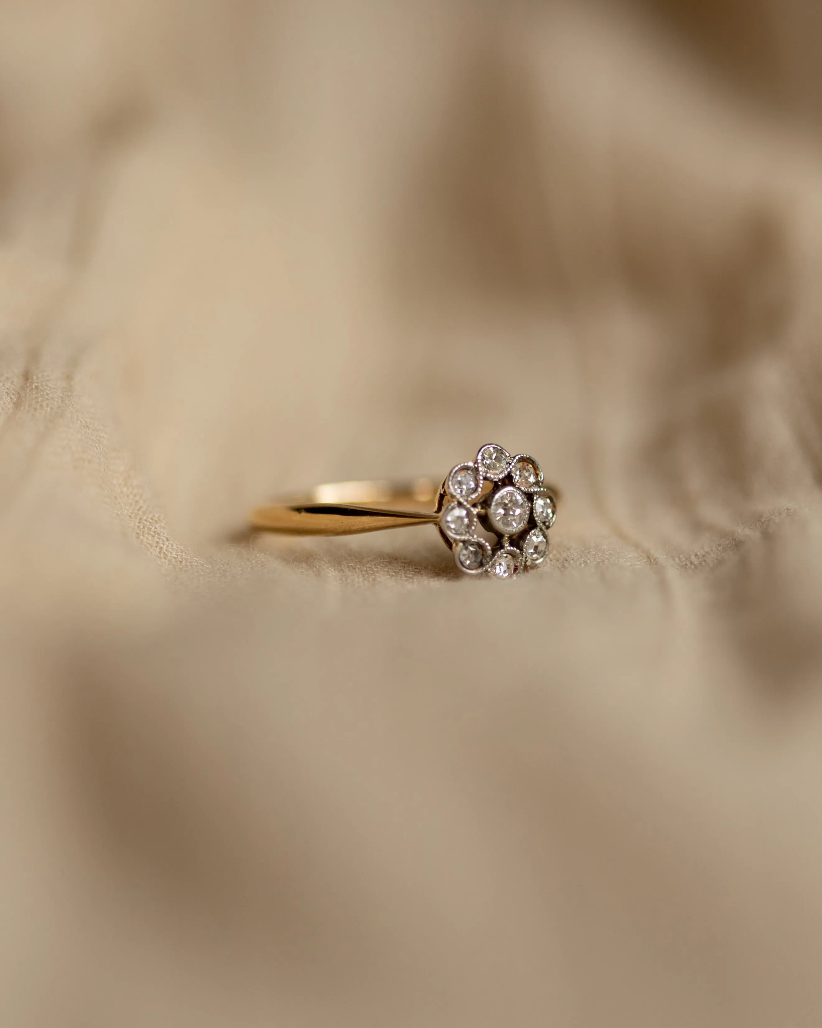 Amie Antique Art Deco 18ct Gold Diamond Flowerhead Cluster Ring sold by Rock n Rose product image thumbnail 4