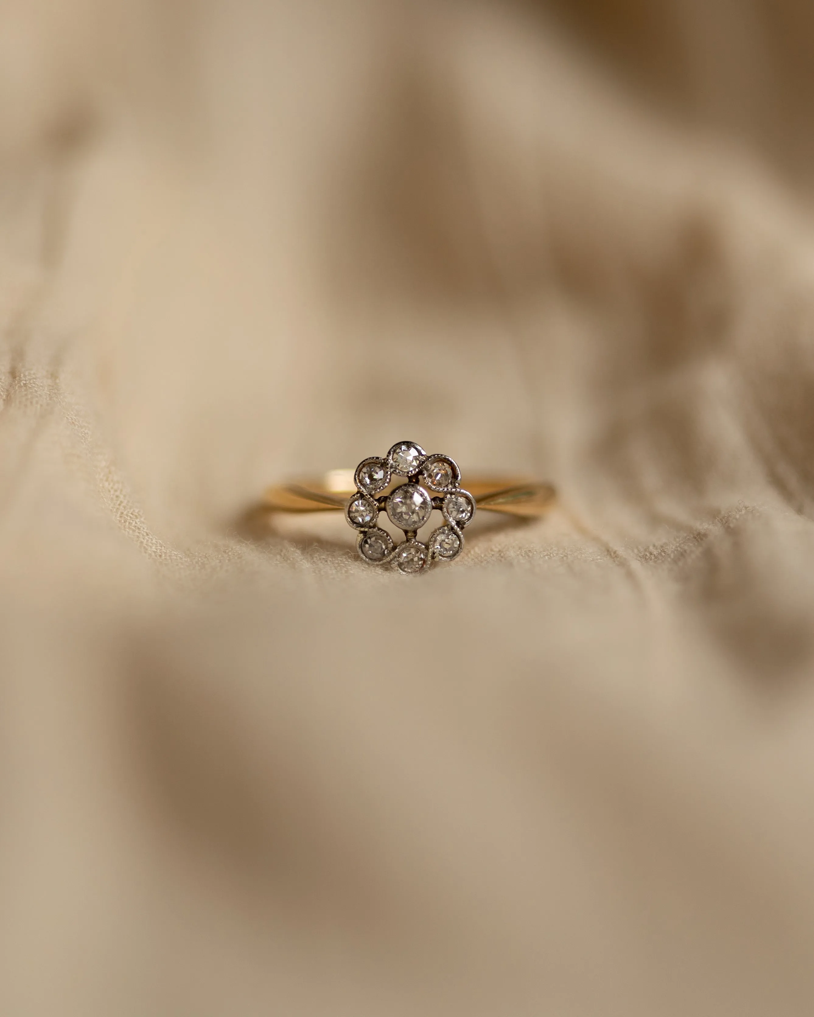 Amie Antique Art Deco 18ct Gold Diamond Flowerhead Cluster Ring sold by Rock n Rose product image thumbnail 3